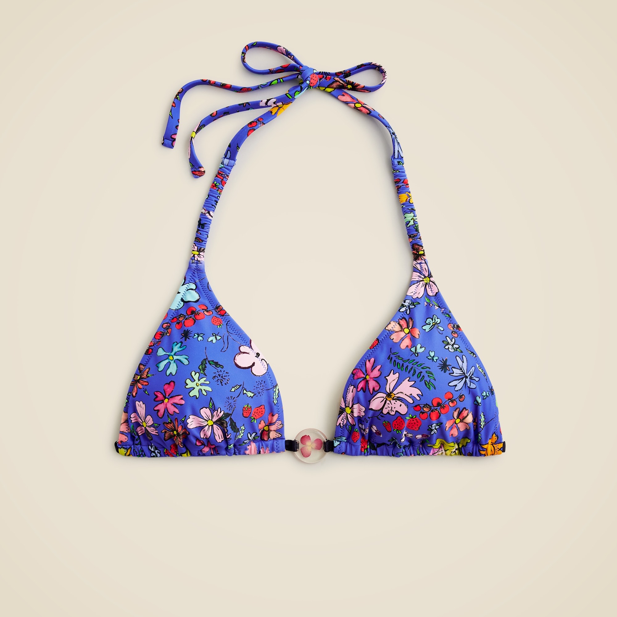 Dauphinette X J.Crew string bikini top in cornucopia floral