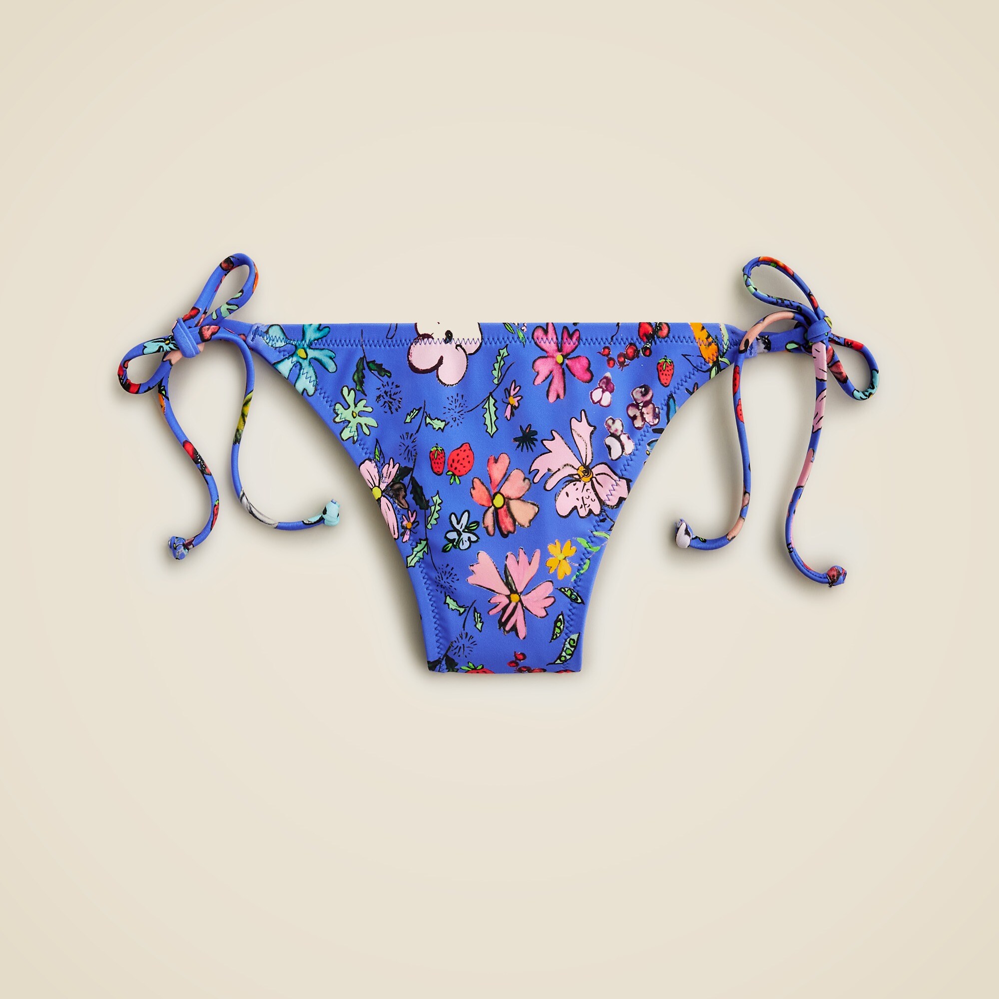 Dauphinette X J.Crew hipster full-coverage string bikini bottom in cornucopia floral