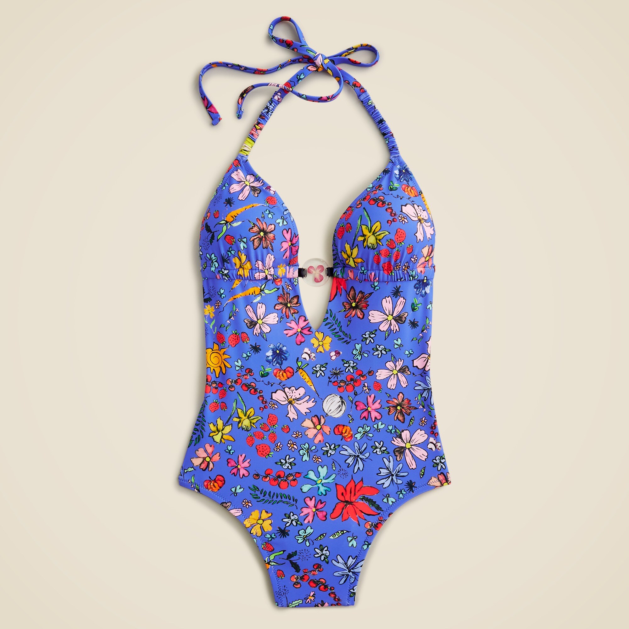 Dauphinette X J.Crew plunge one-piece swimsuit in cornucopia floral