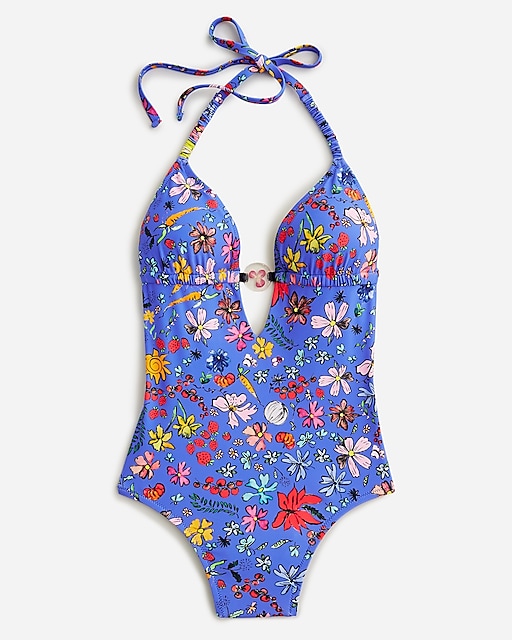  Dauphinette X J.Crew plunge one-piece swimsuit in cornucopia floral