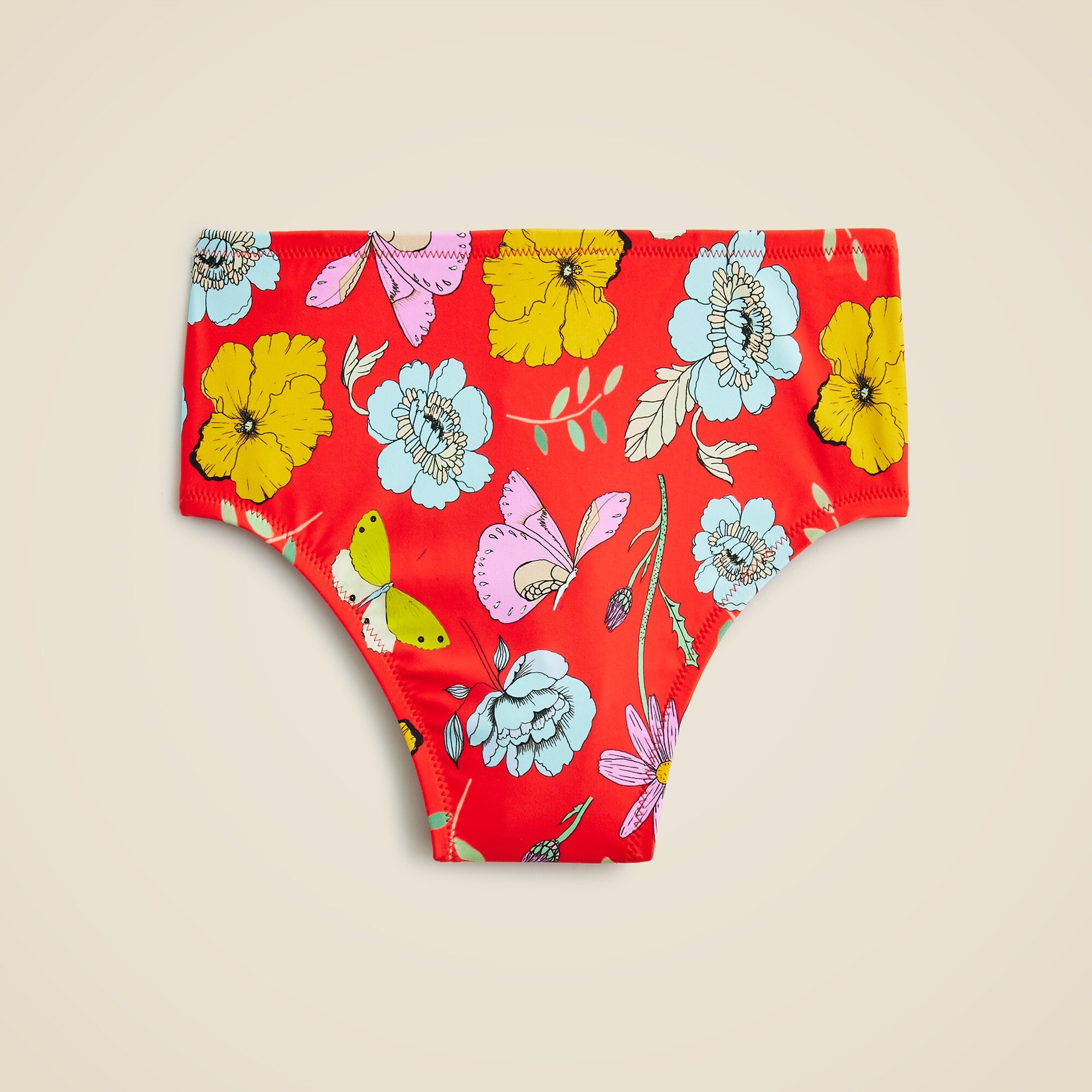 Dauphinette X J.Crew high-rise full-coverage bikini bottom in red blooms