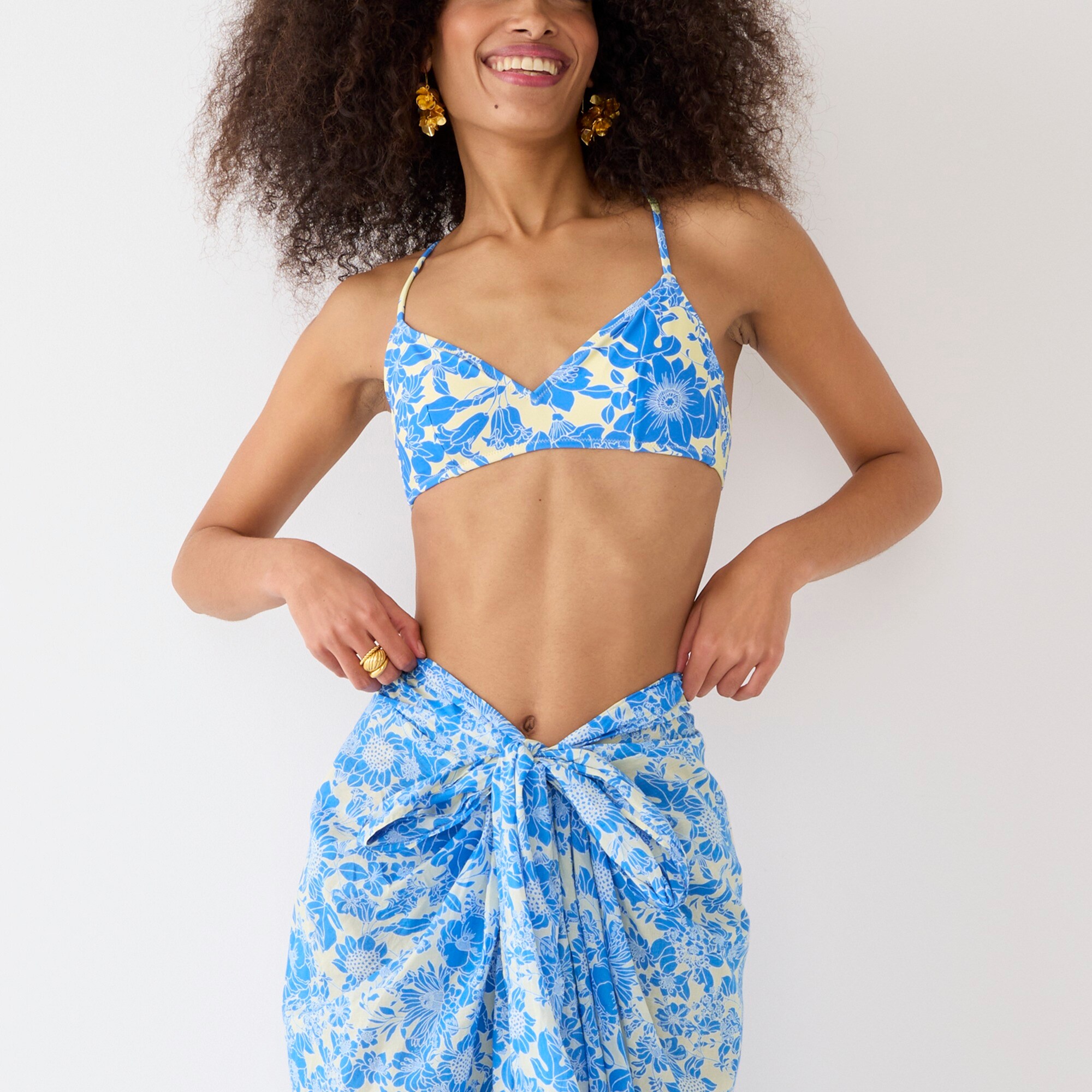 Draped sarong in blue floral