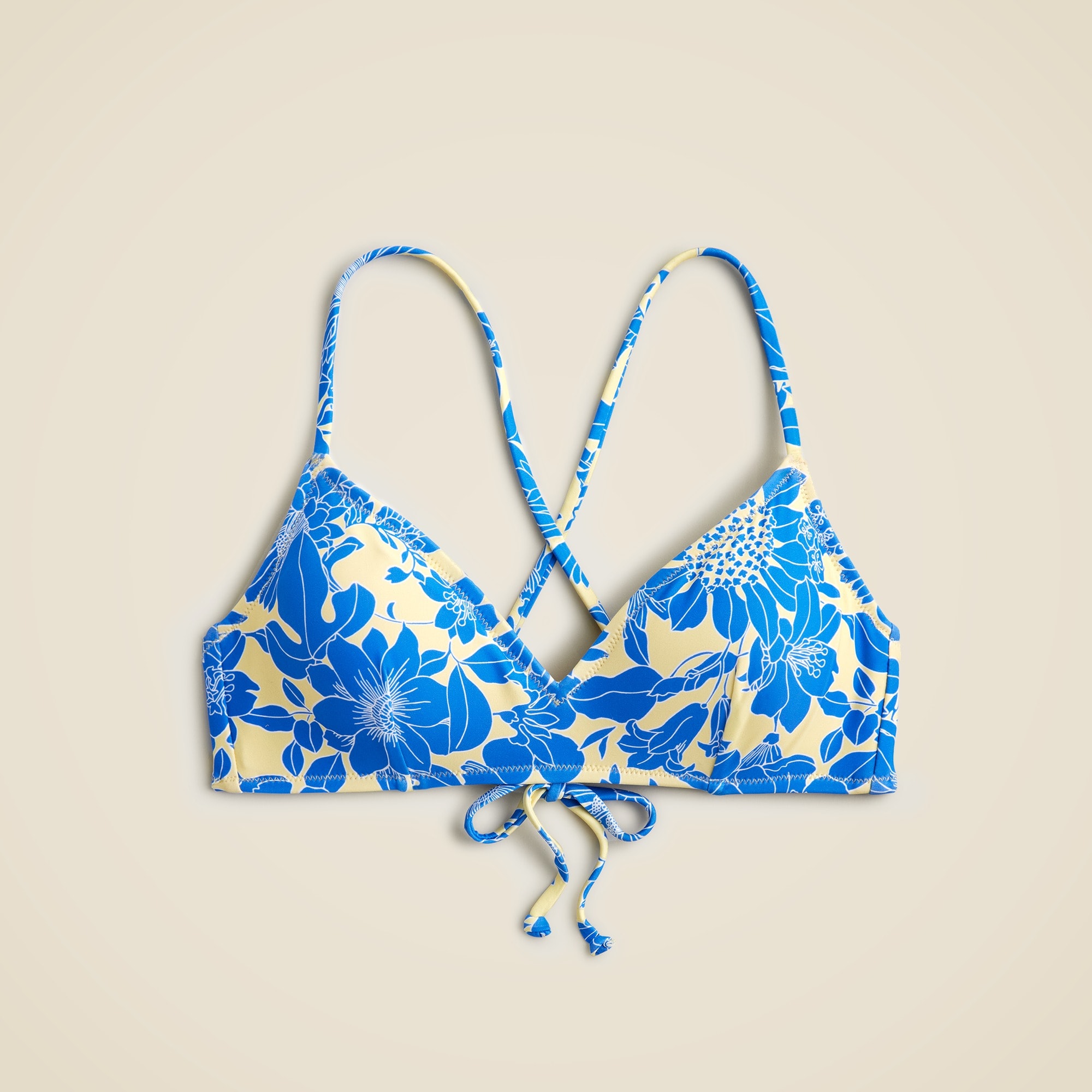 Cross-back French Bikini Top In Blue Floral For Women | J.Crew