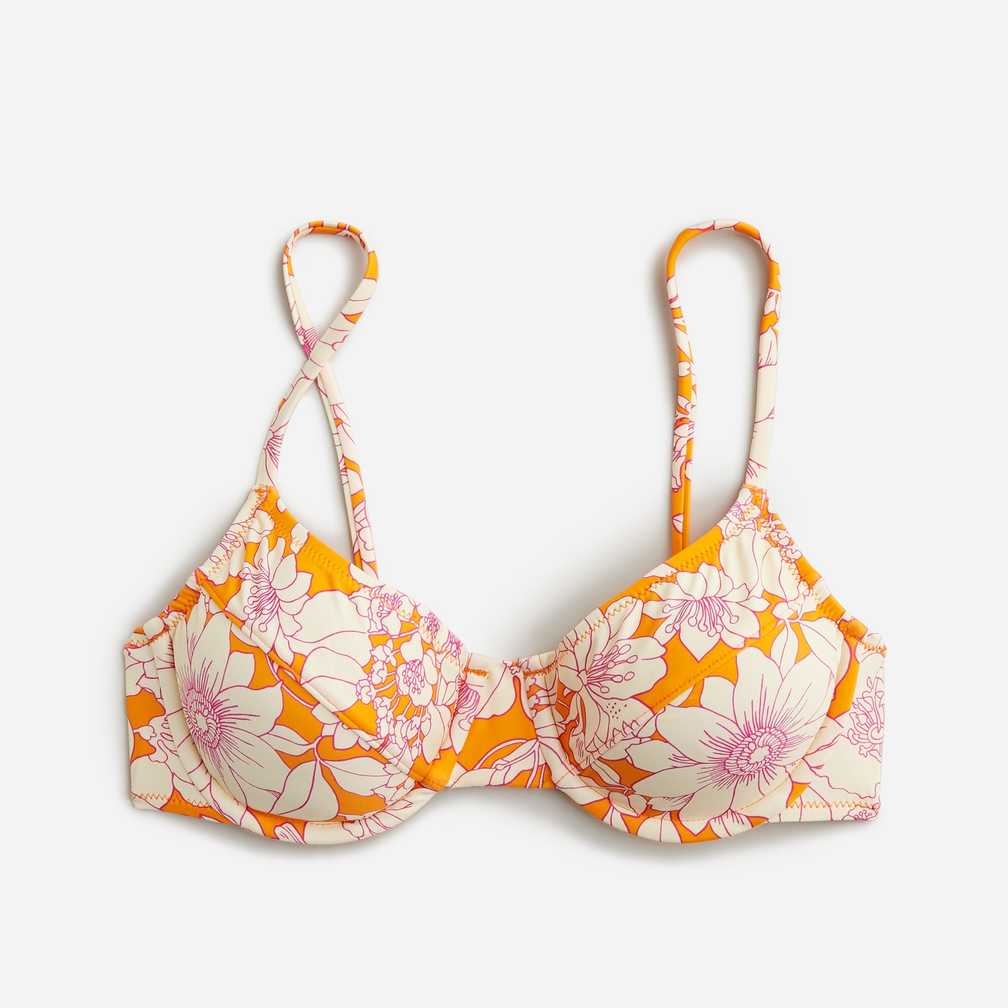  1993 underwire bikini top in orange floral