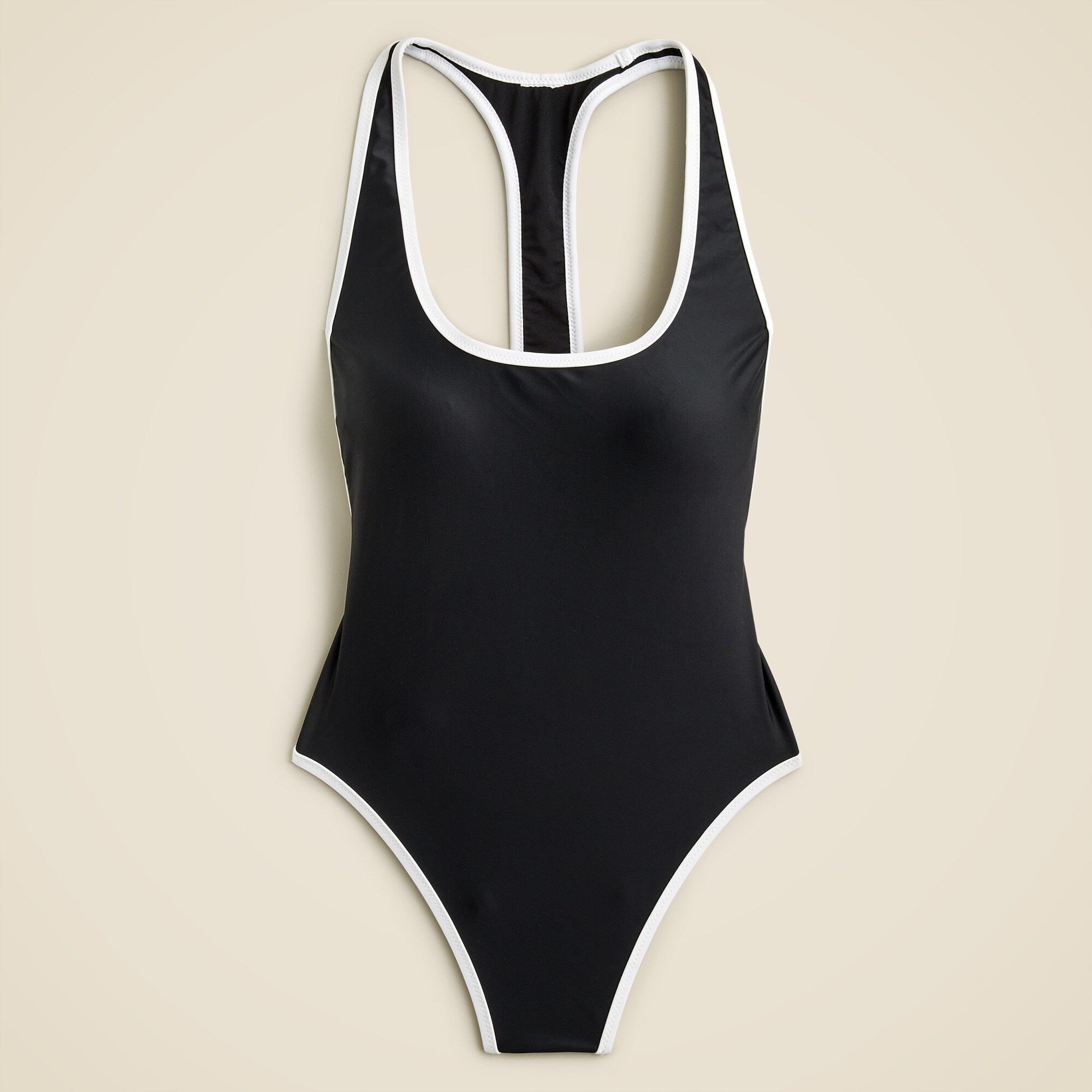 Tipped racerback one-piece swimsuit