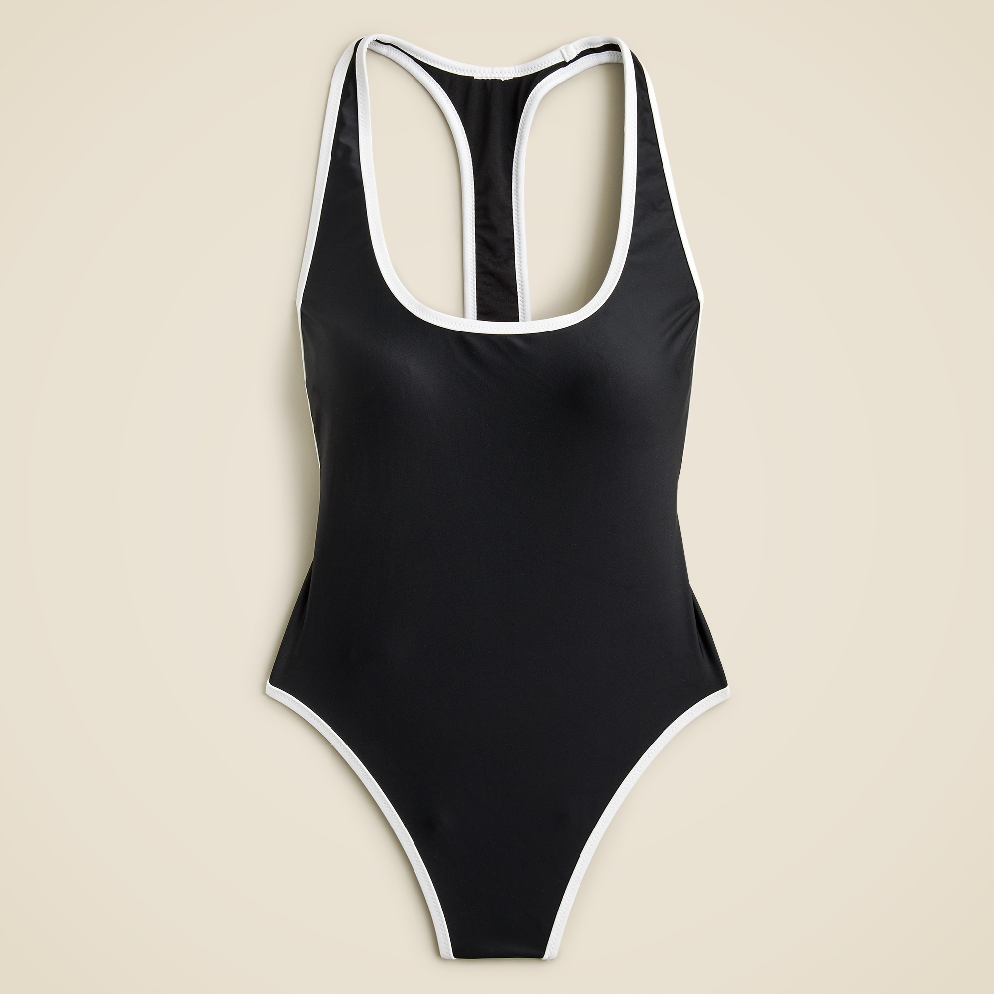 Tipped racerback one-piece swimsuit