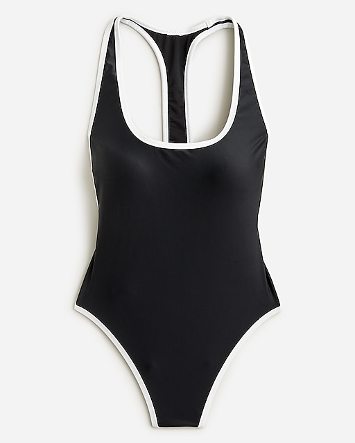  Tipped racerback one-piece swimsuit