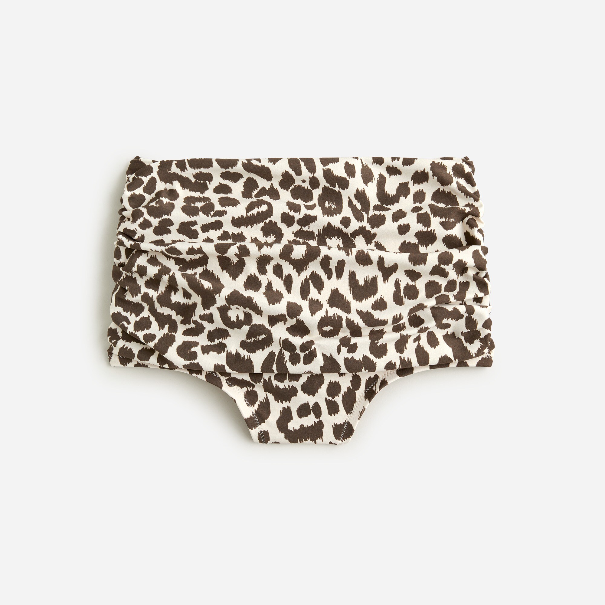  Ruched high-rise full-coverage bikini bottom in leopard
