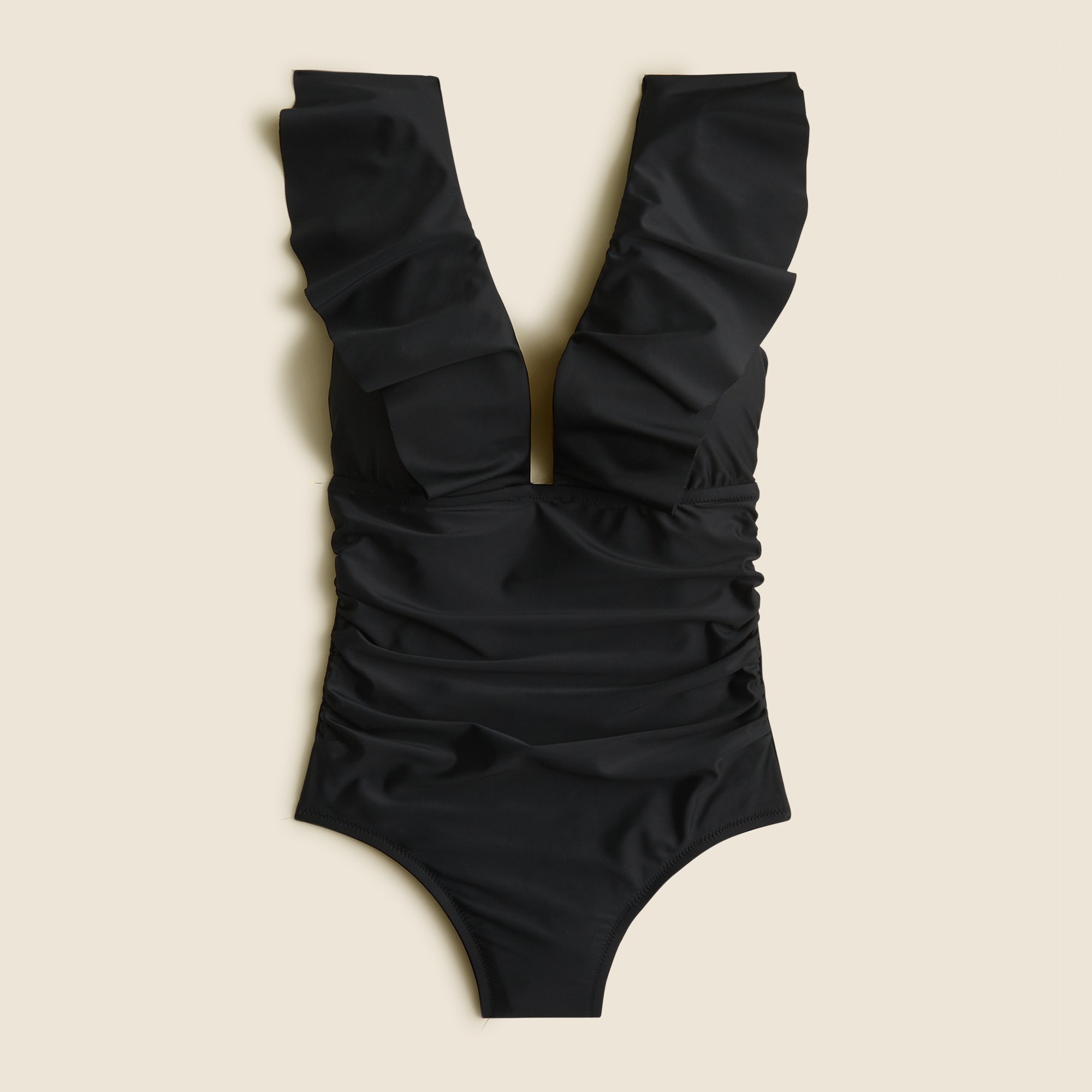  Ruched ruffle one-piece swimsuit