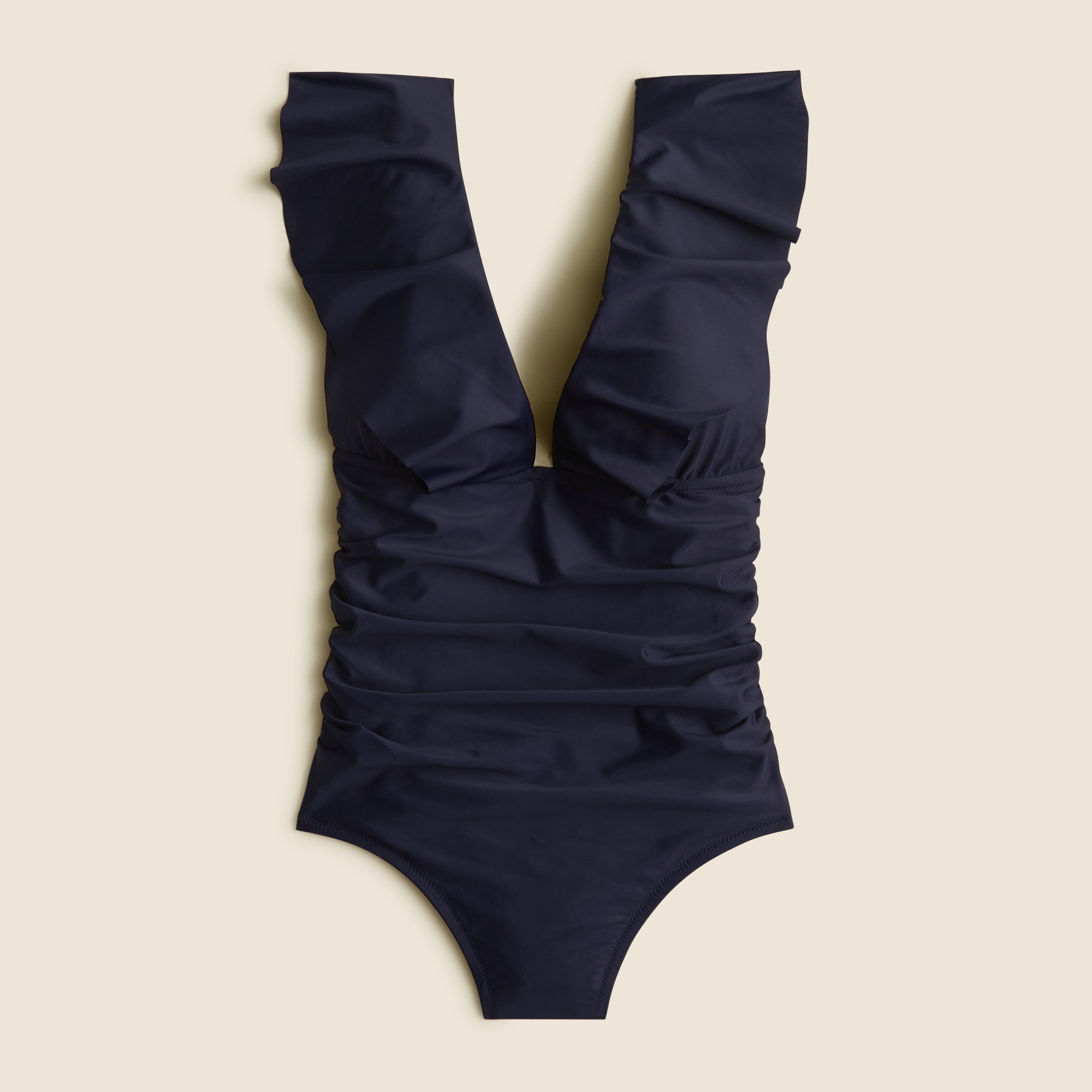 Ruched ruffle one-piece swimsuit