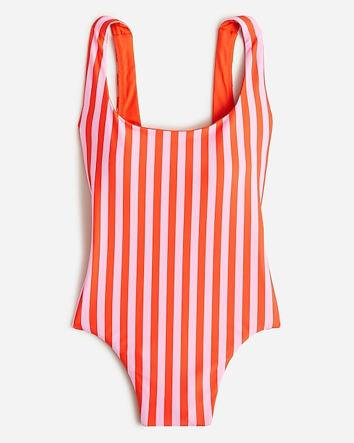  Scoopneck one-piece swimsuit in reversible pink stripe