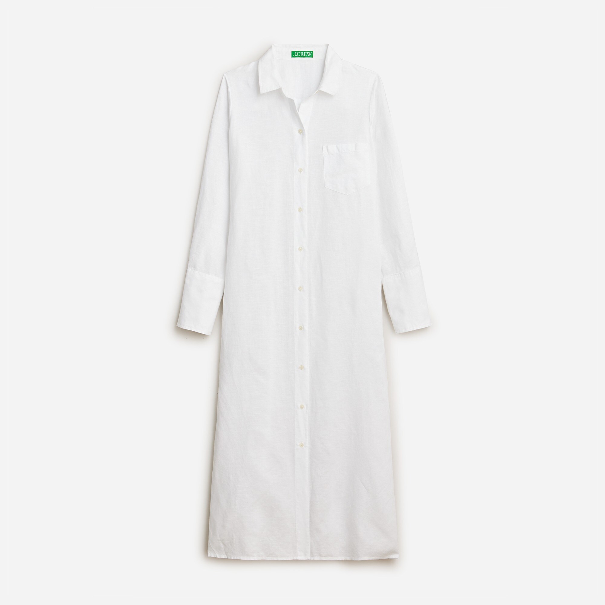 womens Long beach shirt in linen-cotton blend