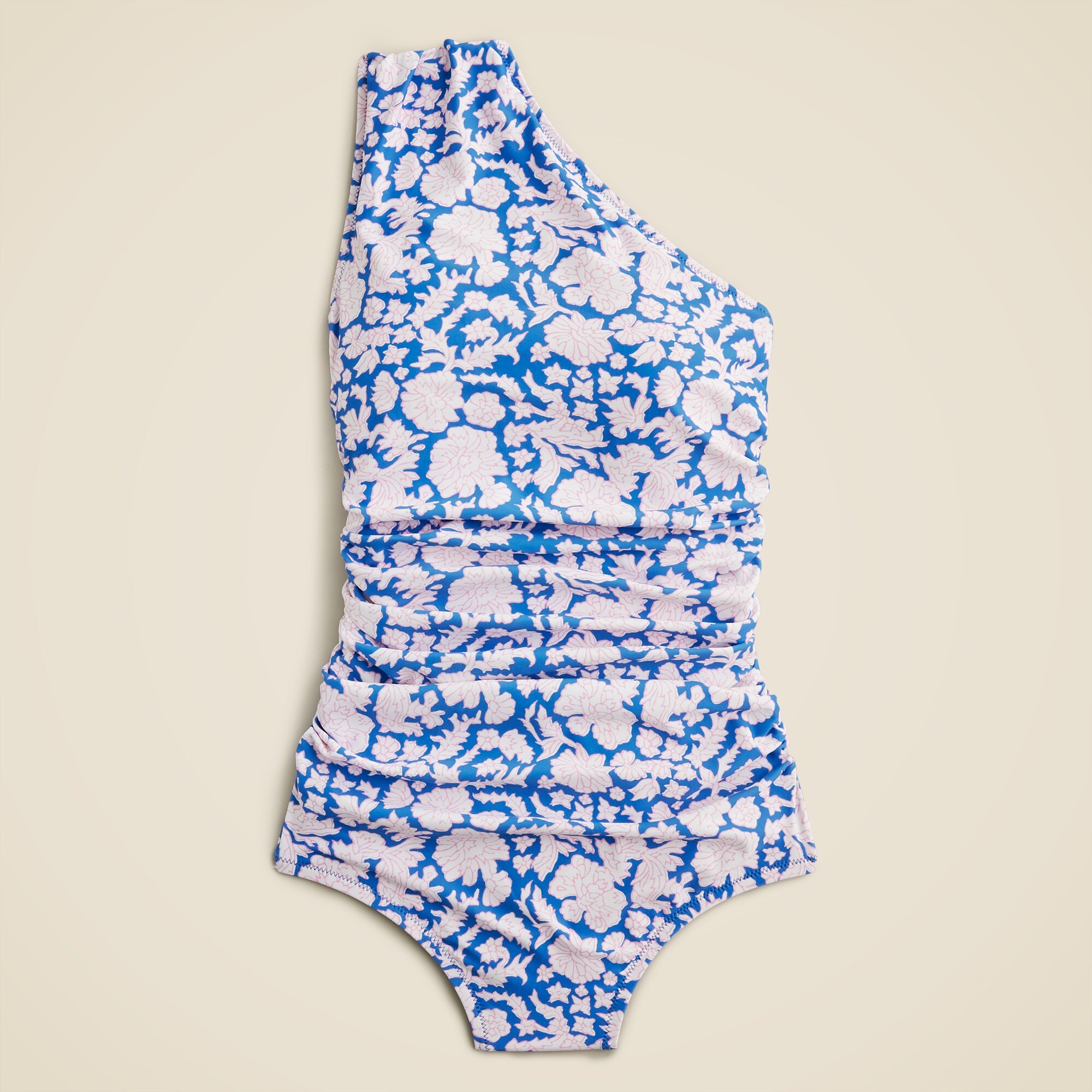 SZ Blockprints™ X J.Crew ruched one-shoulder one-piece swimsuit in Nila print