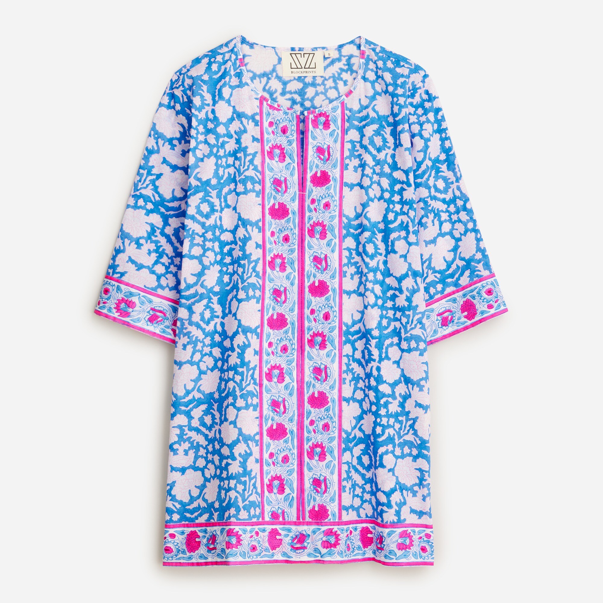 SZ Blockprints™ X J.Crew hand-block-printed mini cover-up in Nila print