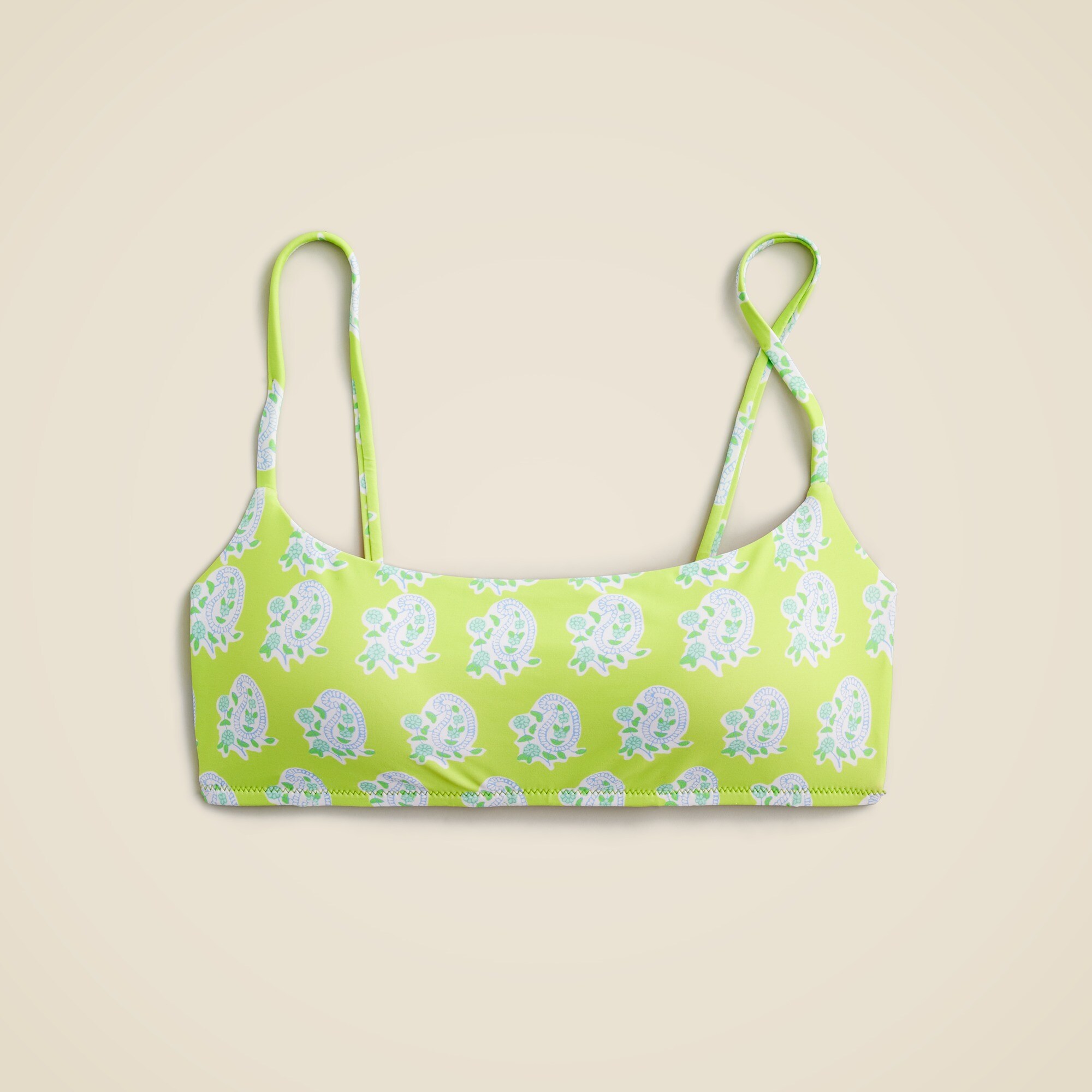 SZ Blockprints™ X J.Crew squareneck bikini top in green paisley
