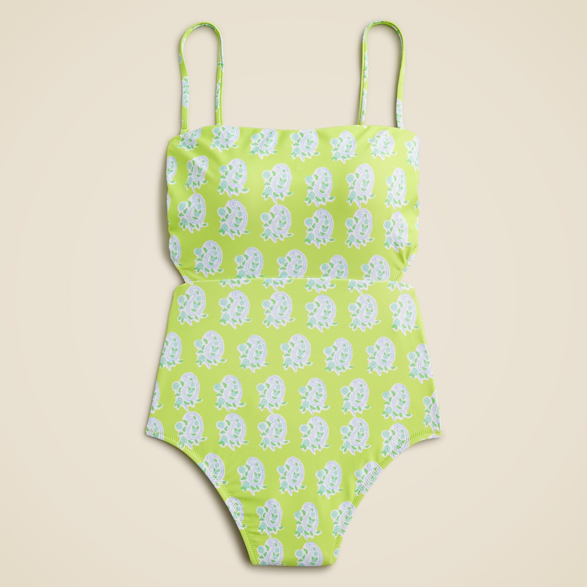 SZ Blockprints™ X J.Crew cutout one-piece swimsuit in green paisley