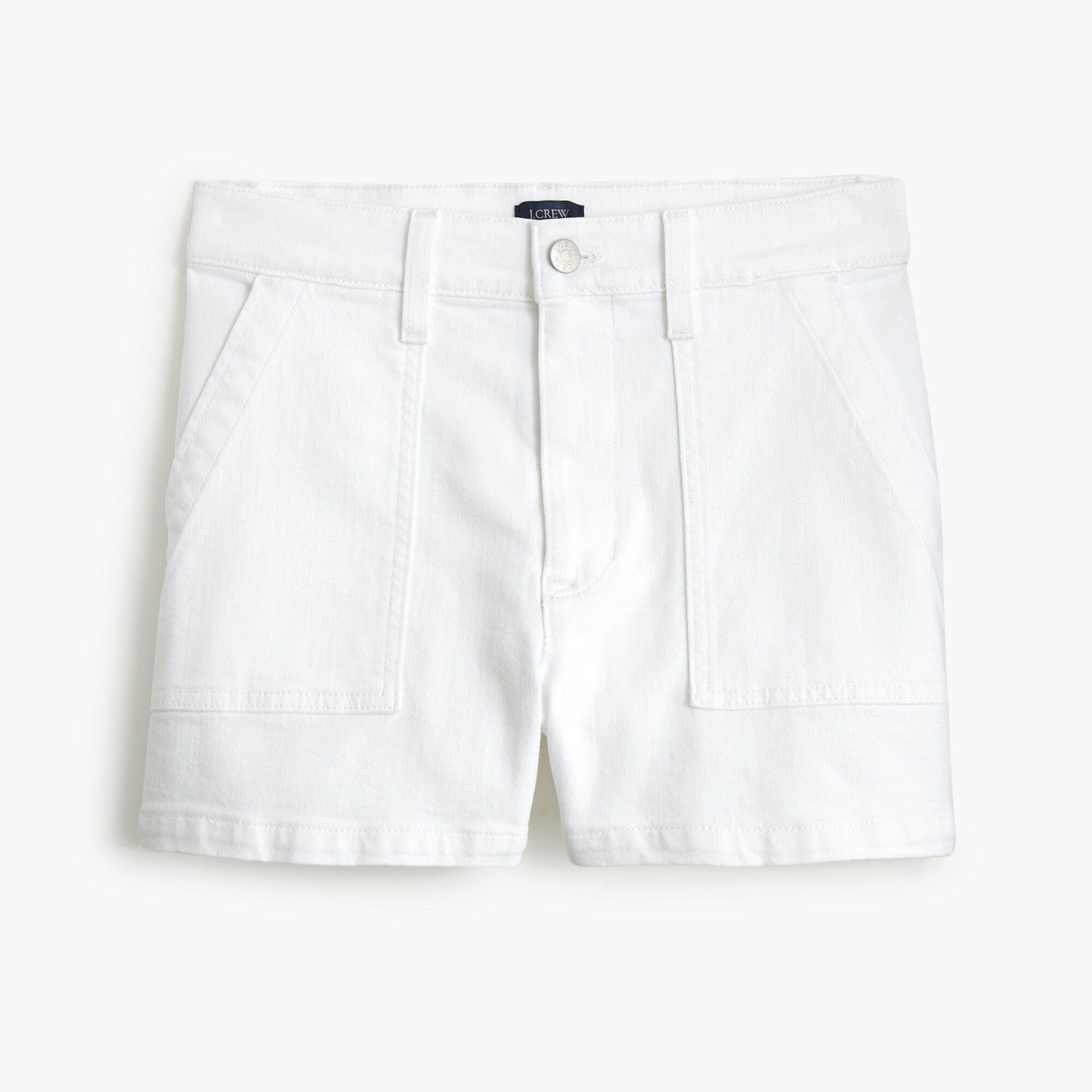 utility white denim short for women