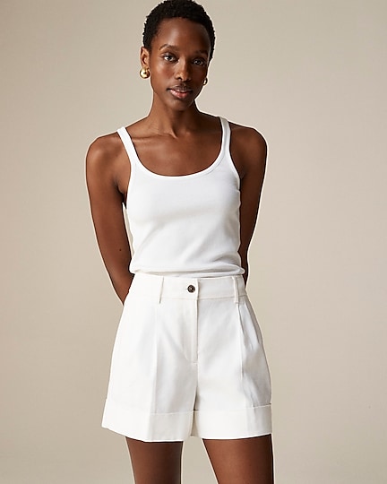 j.crew: cuffed high-rise suit short in stretch linen blend for women