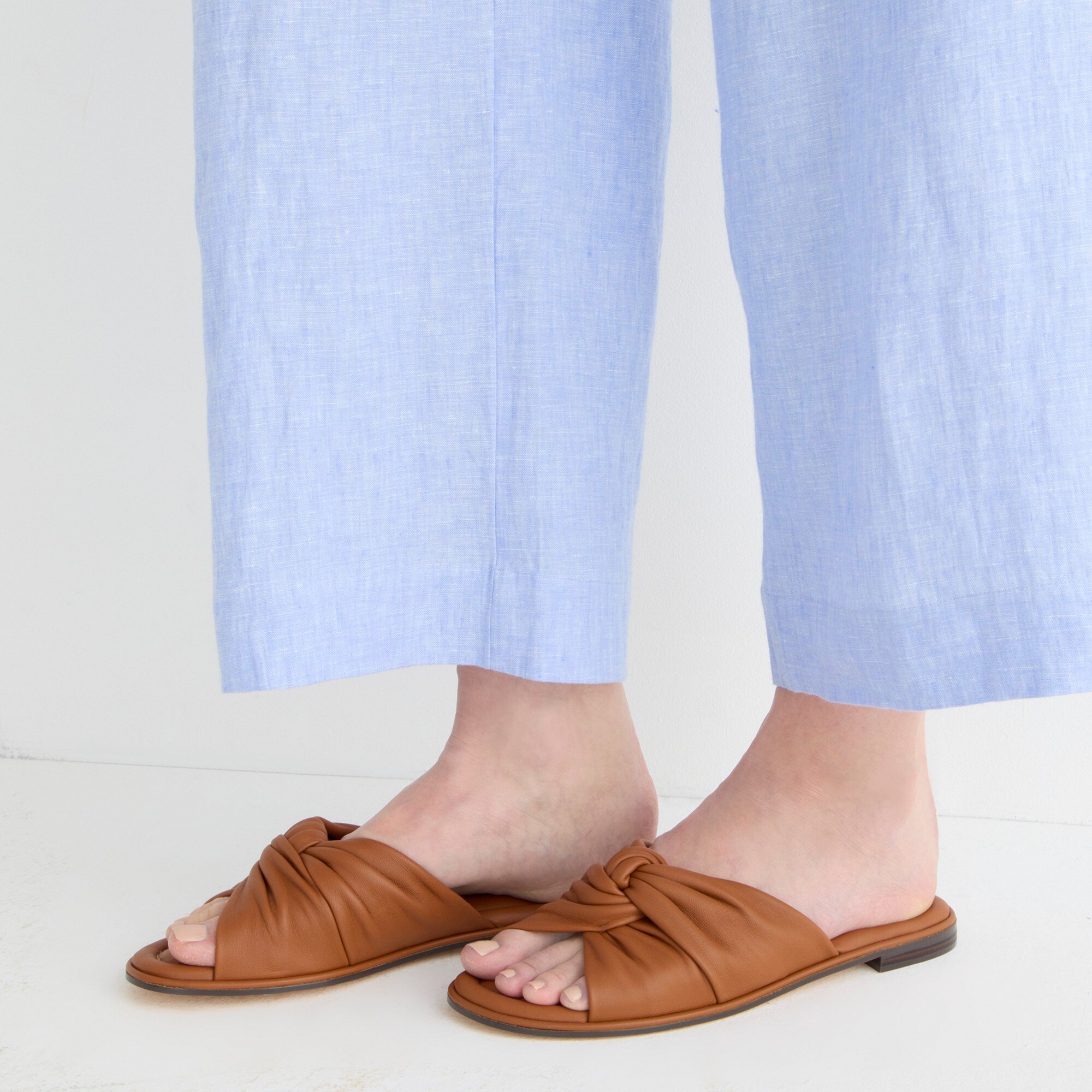 womens Menorca padded twist-knot sandals in leather
