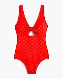 Eyelet cutout one-piece swimsuit with bow