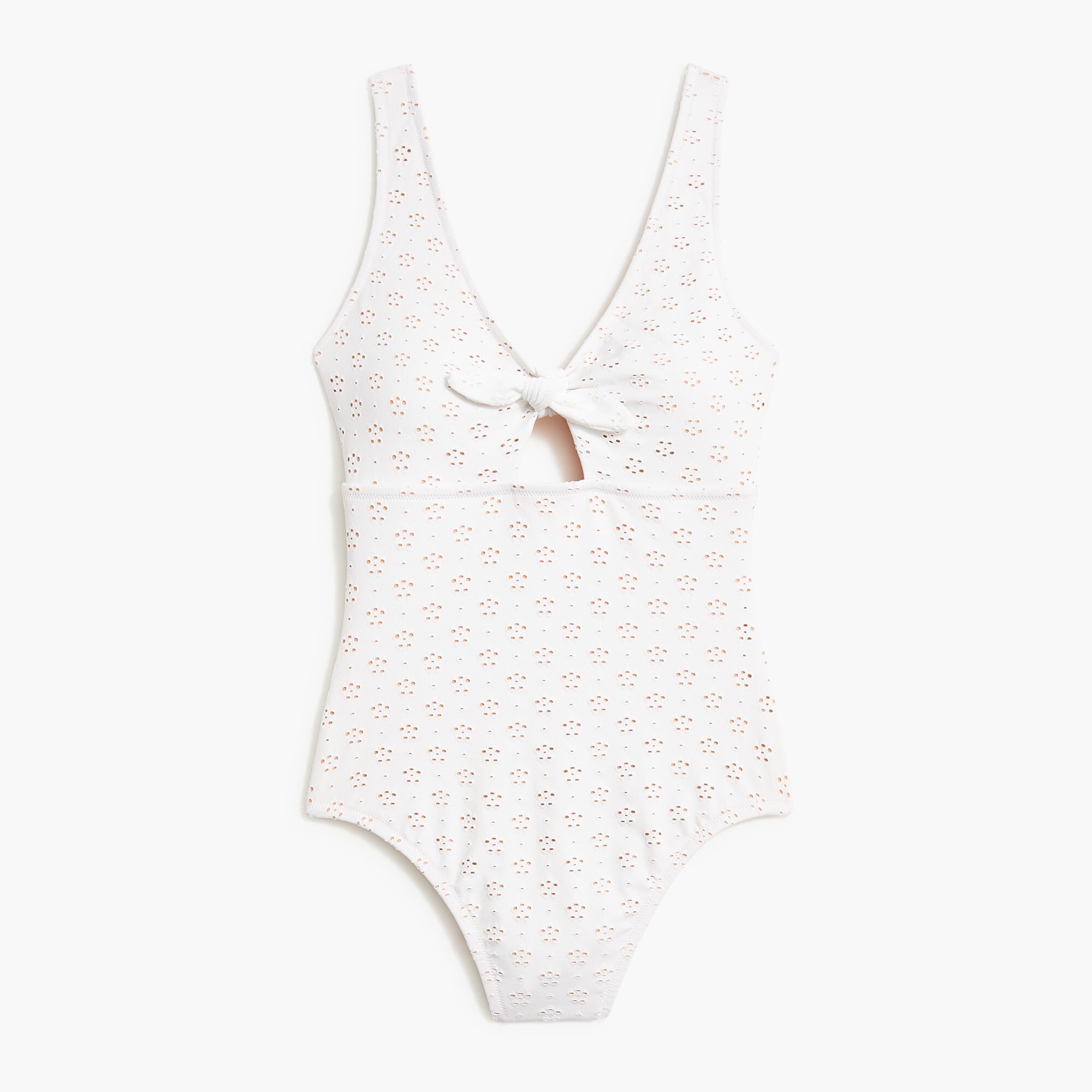 Eyelet cutout one-piece swimsuit with bow