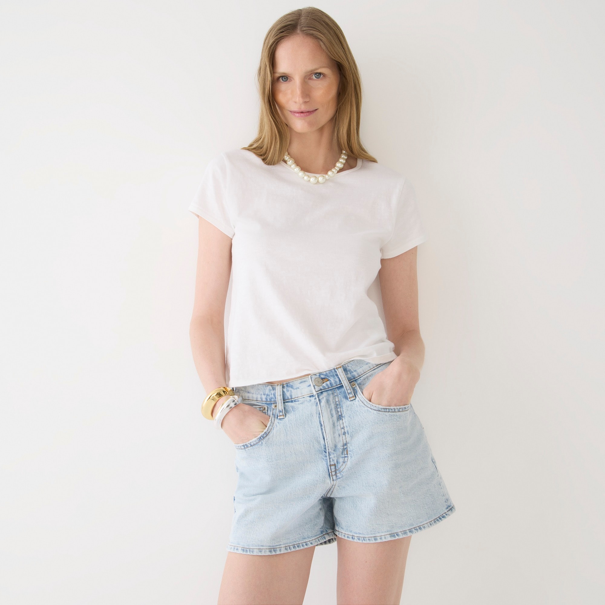 High-rise denim short in Delery wash