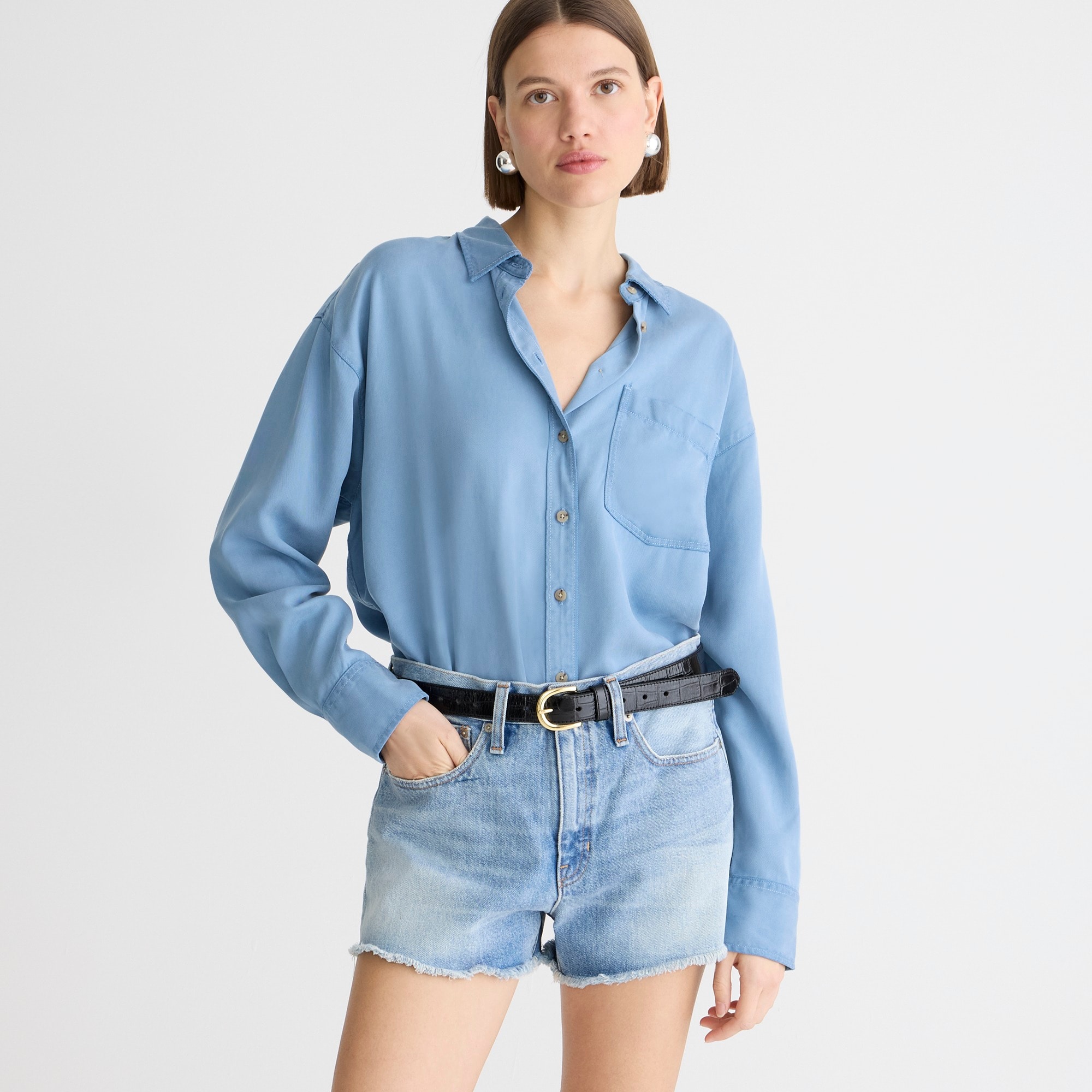 Relaxed denim short in chestnut wash - image 2