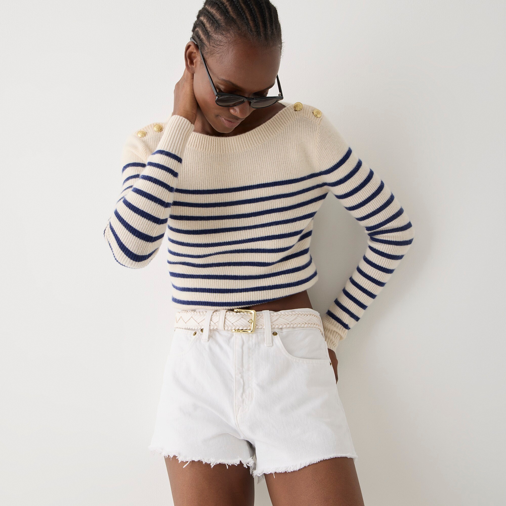  Relaxed denim short in white wash