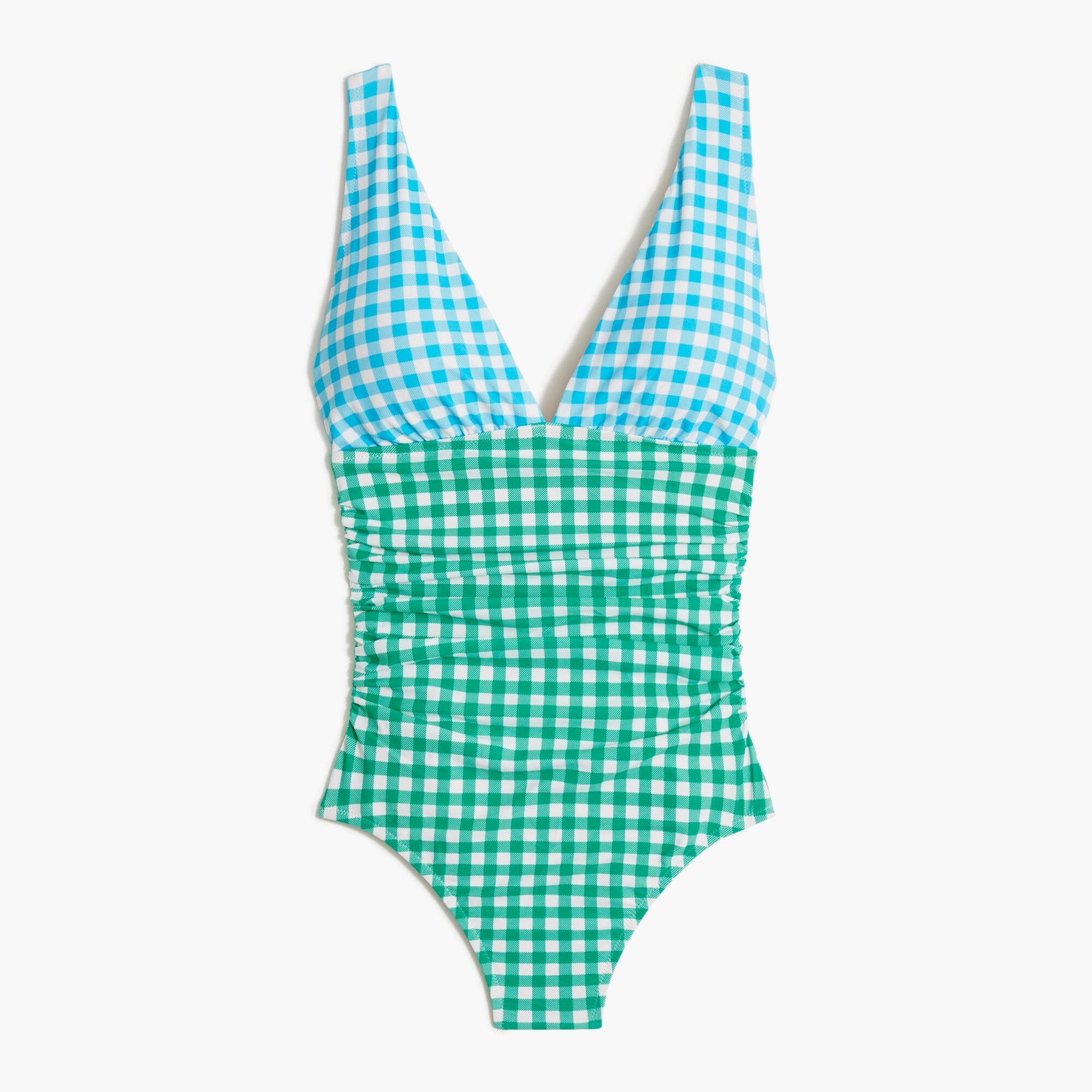 Gingham V-neck one-piece swimsuit