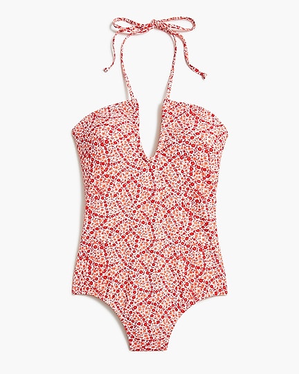 womens Printed one-piece keyhole swimsuit