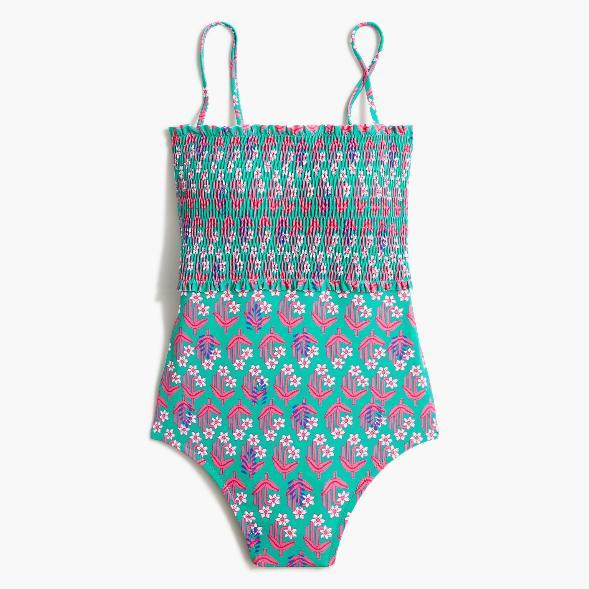 Smocked one-piece swimsuit