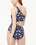 Printed one-shoulder cutout swimsuit