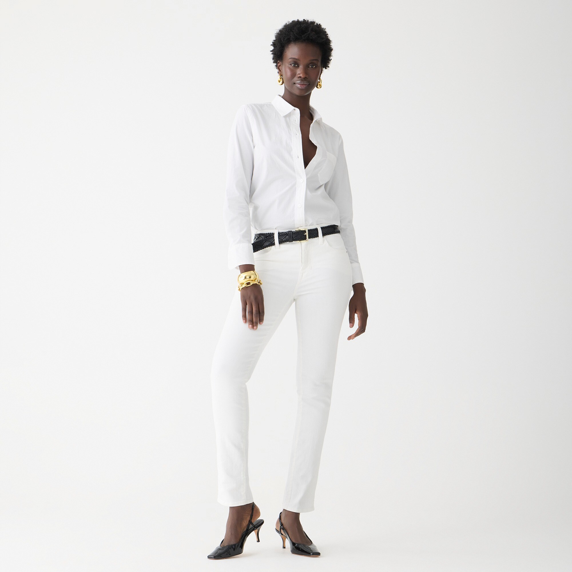 womens 10&quot; vintage slim-straight jean in White wash