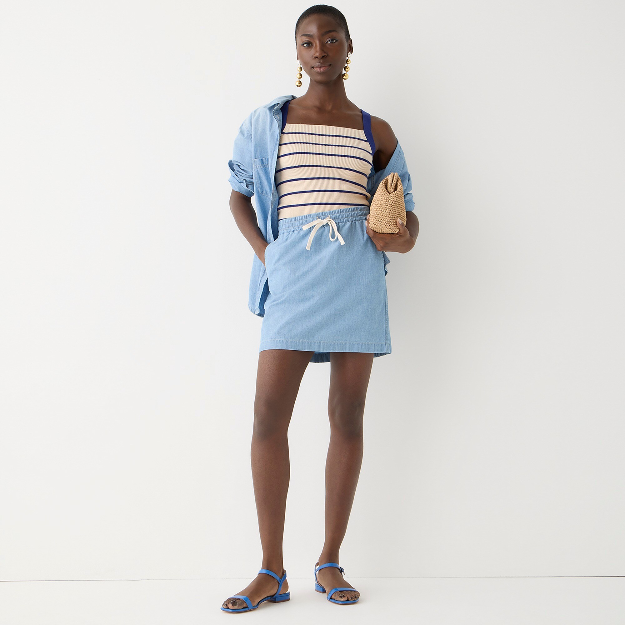womens Seaside skirt in chambray