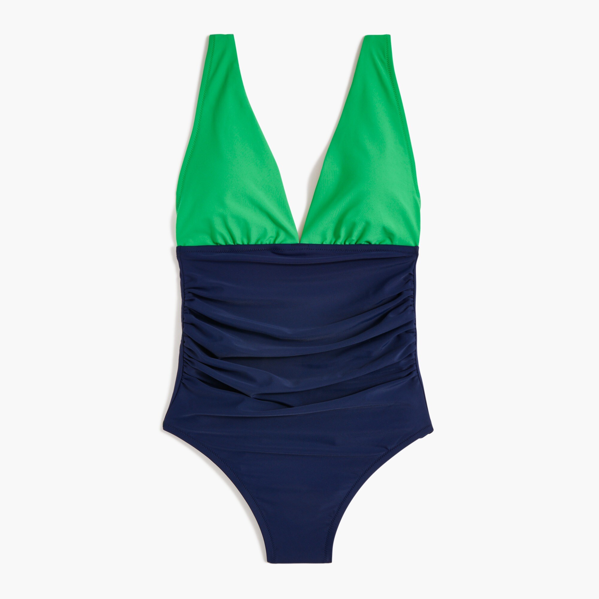 V-neck ruched one-piece swimsuit