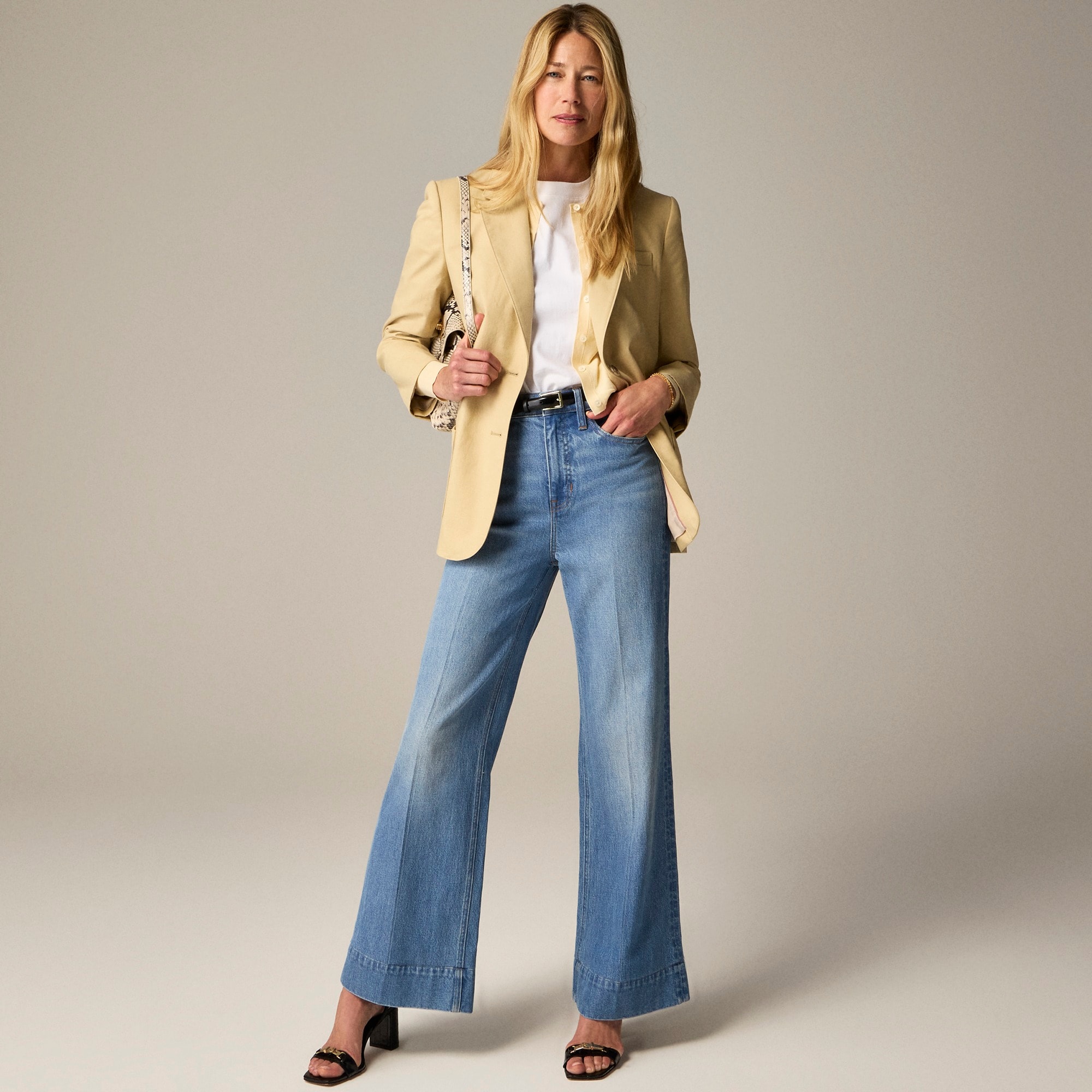 J.Crew: Denim Trouser In Chambray Blue Wash For Women