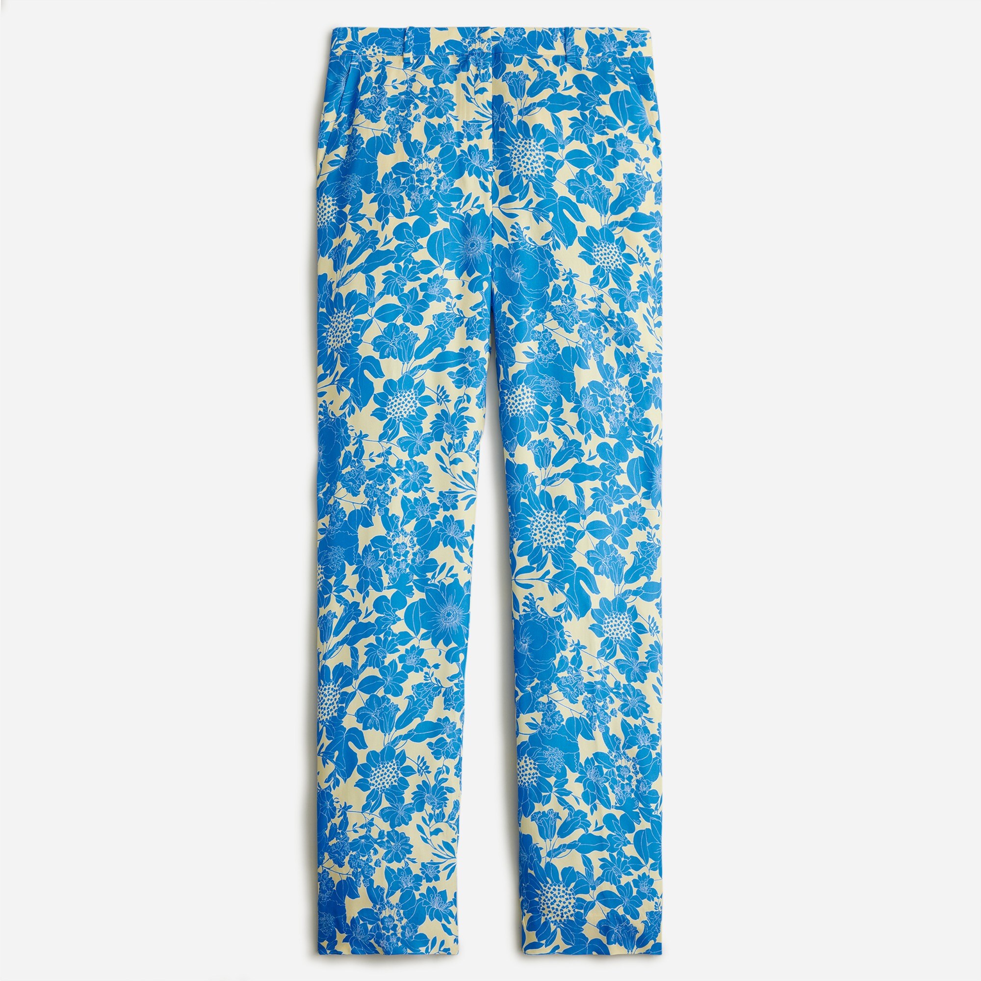 Drapey Cupro-blend Trouser In Blue Floral For Women | J.Crew
