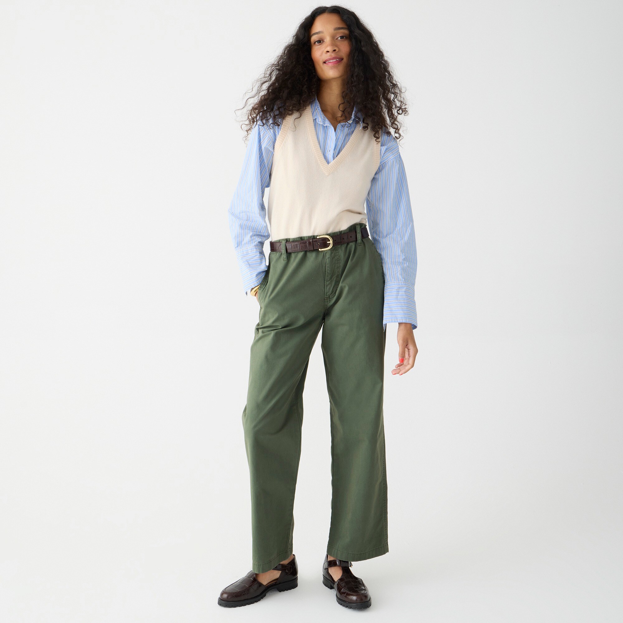 The Petite Wide Leg Sailor Pant in Chino