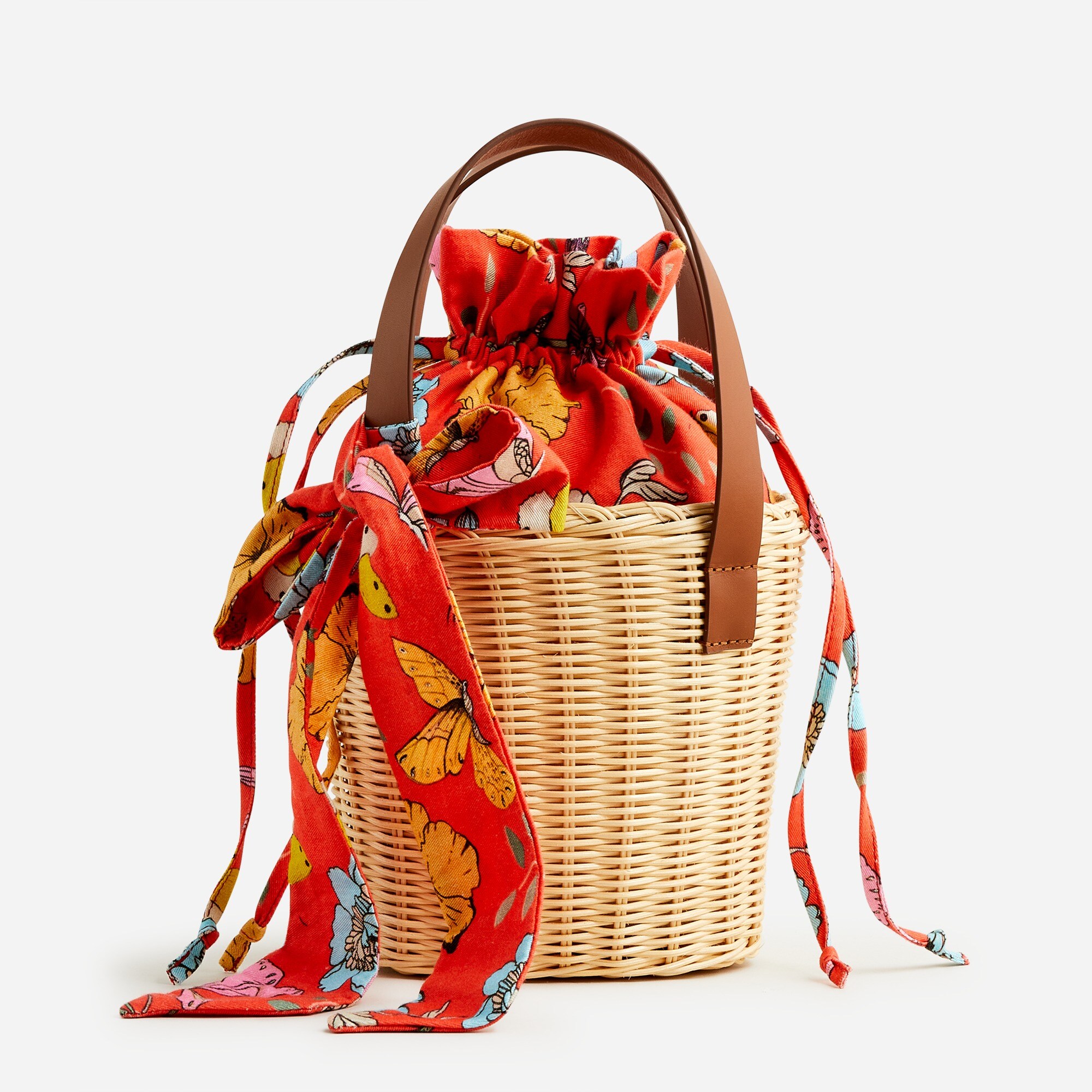 Dauphinette X J.Crew wicker bag in red blooms