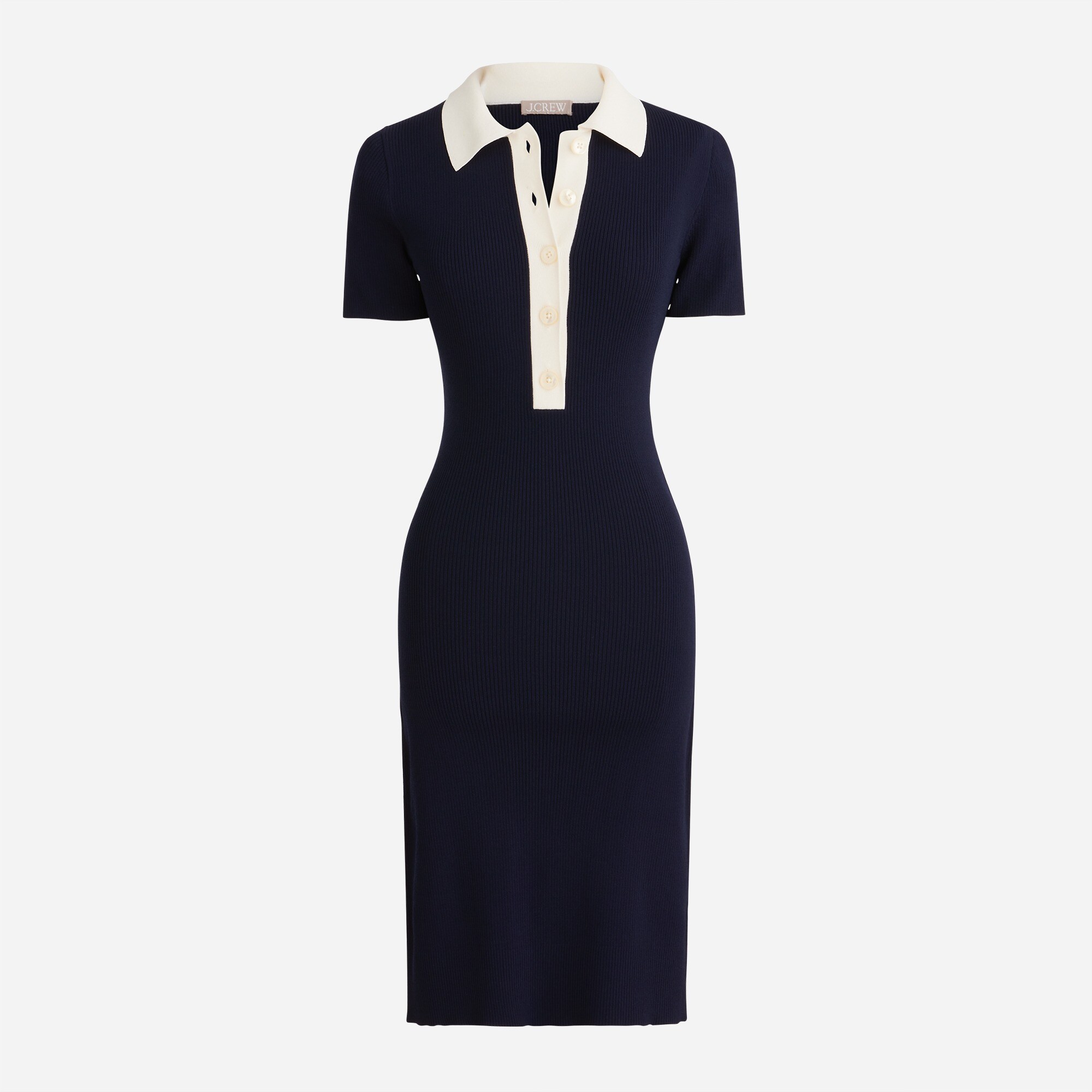 navy blue dress with white trim Navy and White Color Block Work Sheath Dress M (US 4, Short Sleeve)