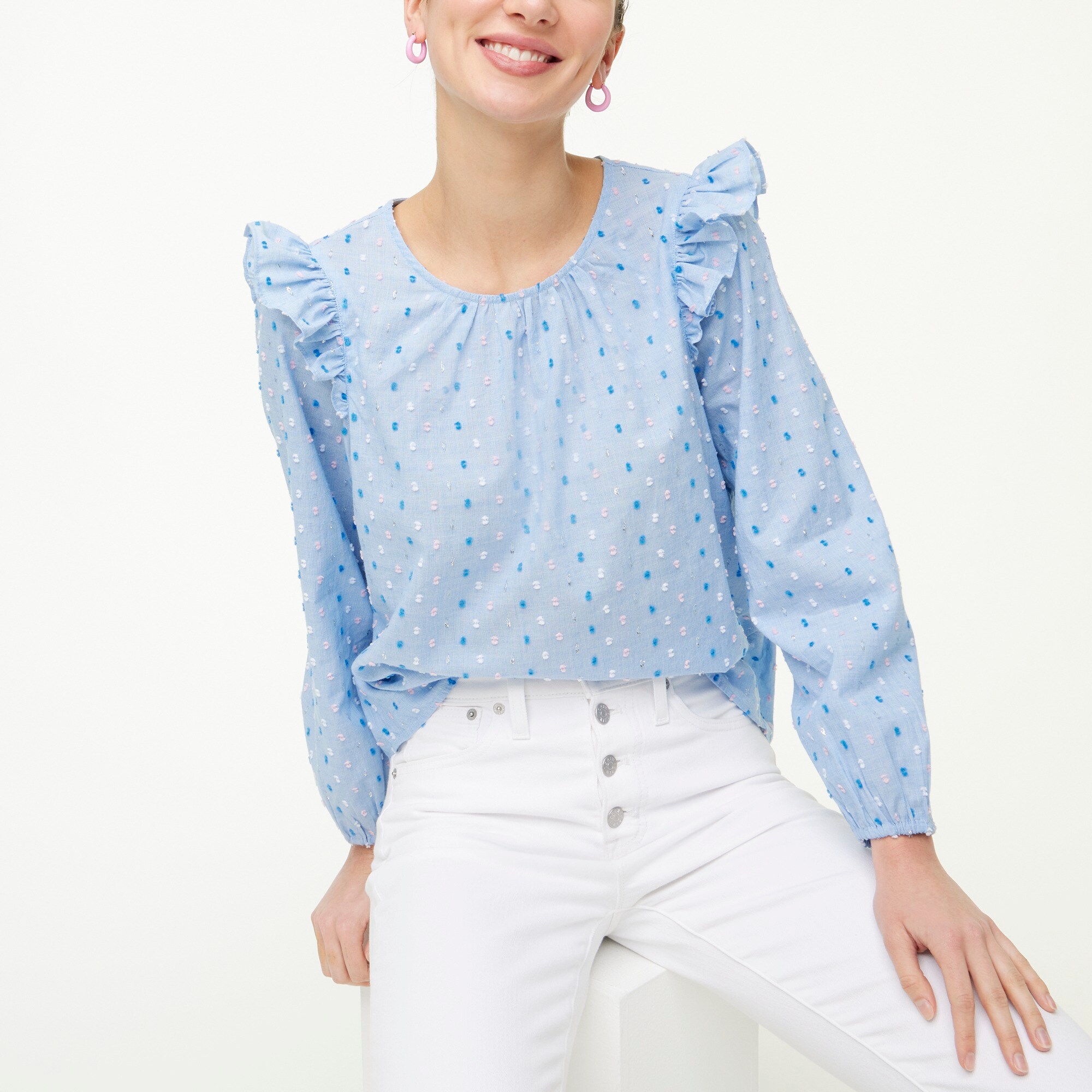 Long-sleeve ruffle top