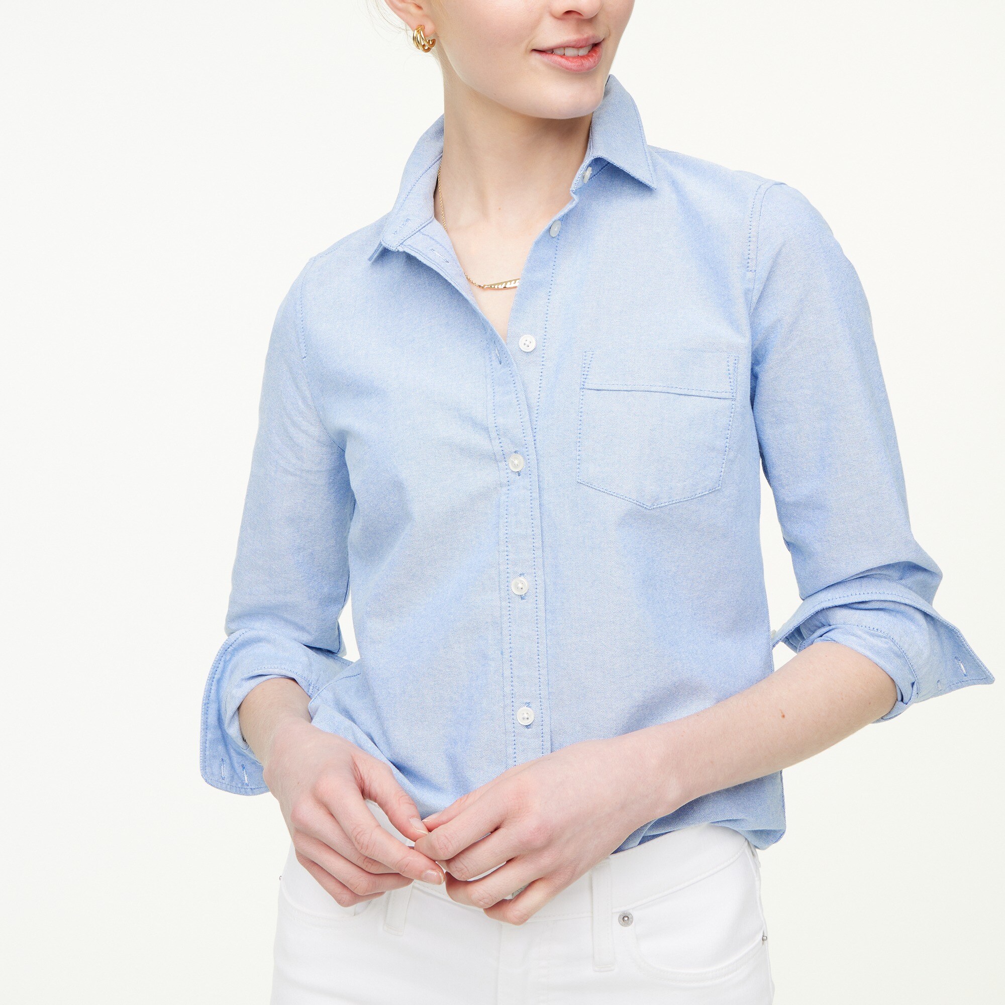 womens Petite button-up oxford shirt in signature fit