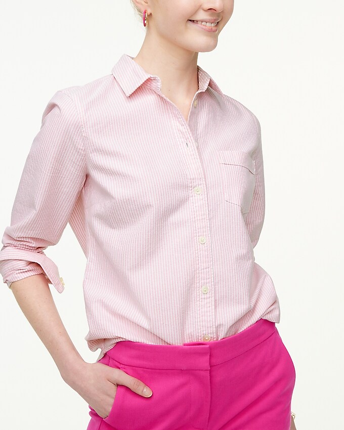factory: button-up oxford shirt in signature fit for women, right side, view zoomed