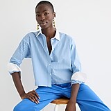 Relaxed-fit cropped cotton poplin shirt in easy stripe