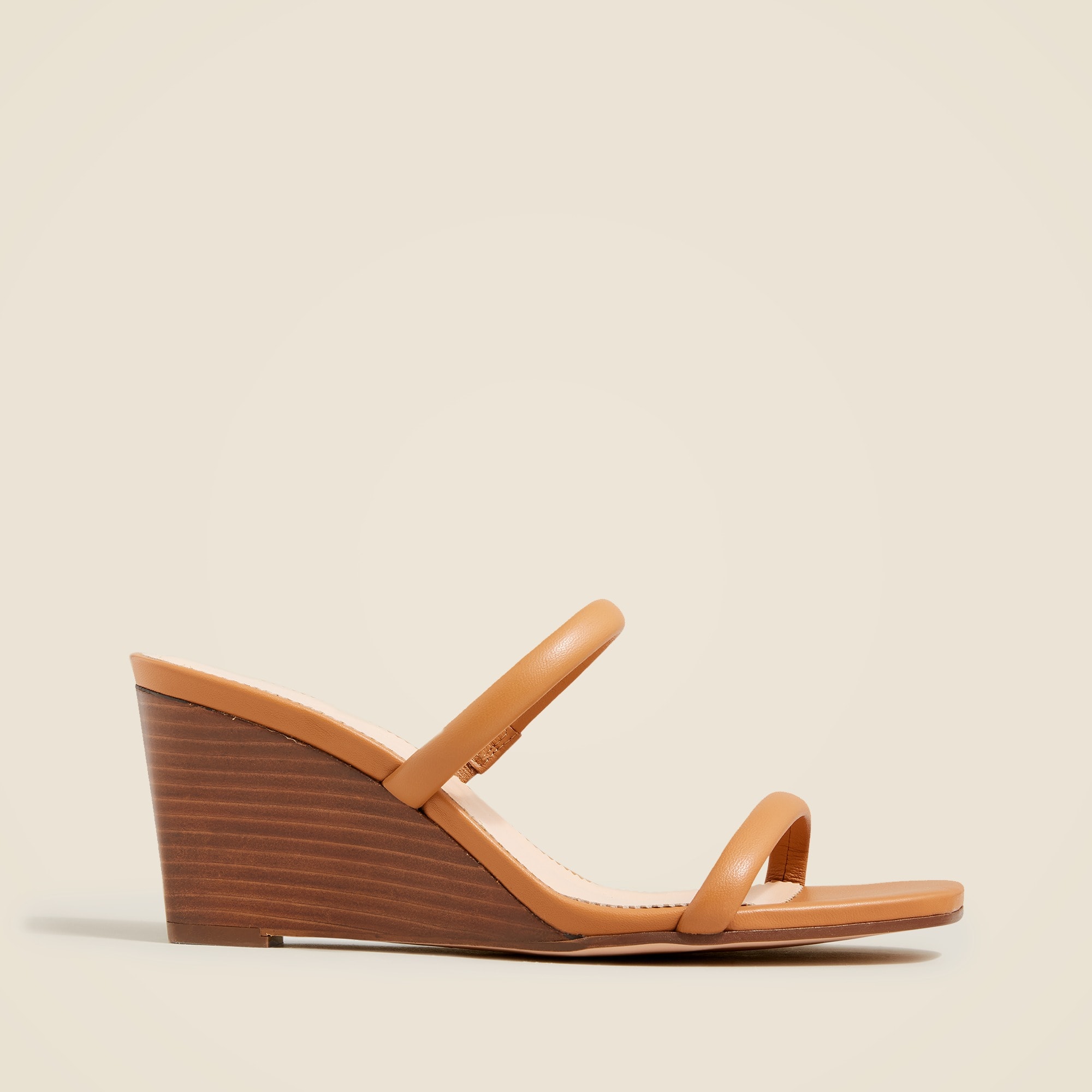 J.Crew: Double-strap Stacked Wedges In Leather For Women