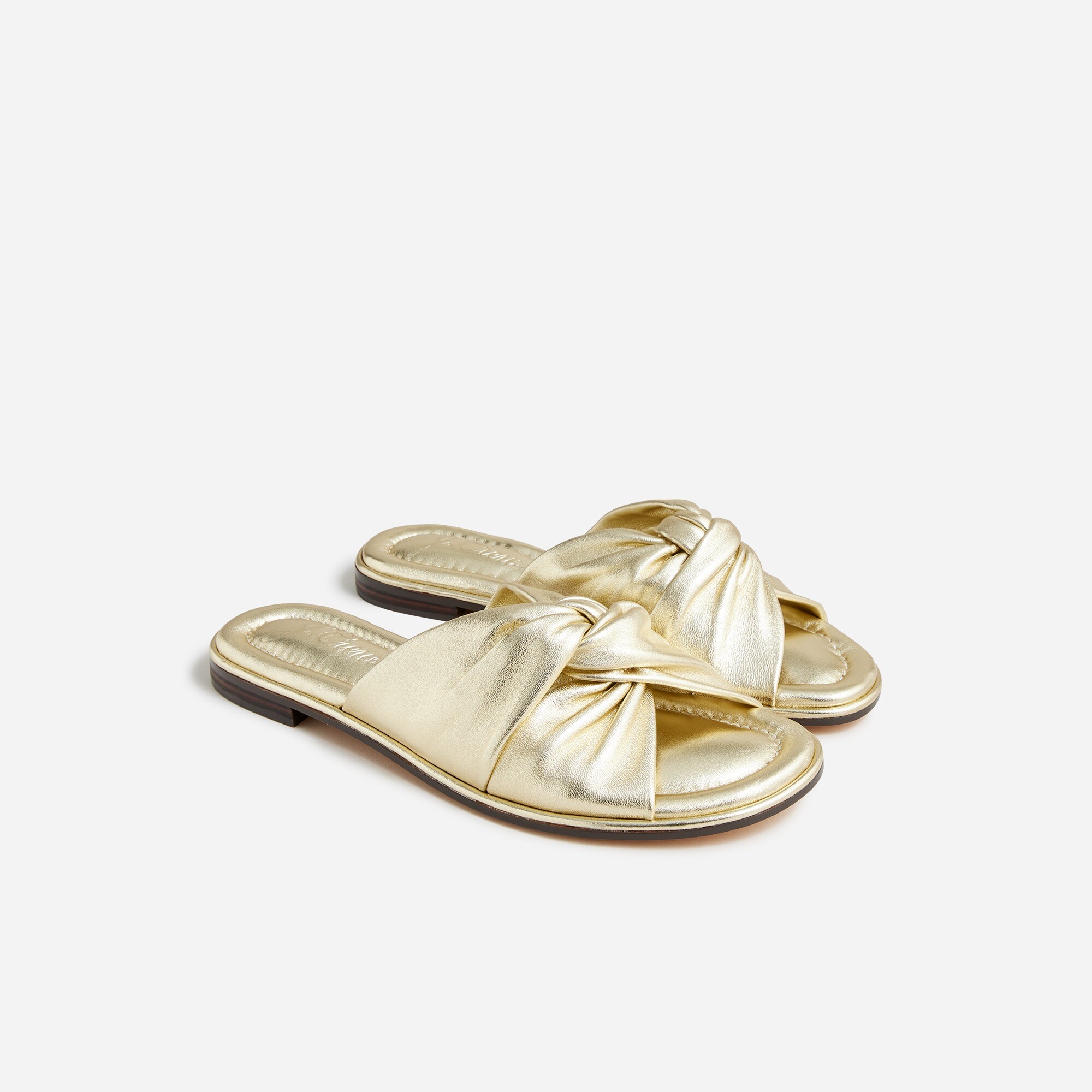 Menorca Padded Twist-knot Sandals In Metallic Leather For Women