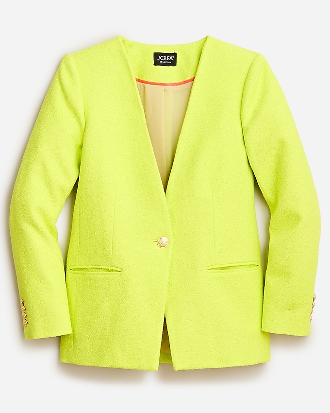 j.crew: collection alfie collarless blazer in cotton-blend boucl&eacute; for women, right side, view zoomed