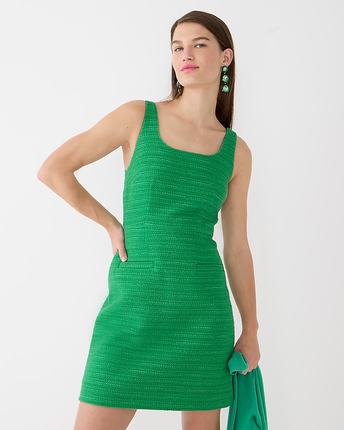j.crew: mini sheath dress in sequin tweed for women, right side, view zoomed