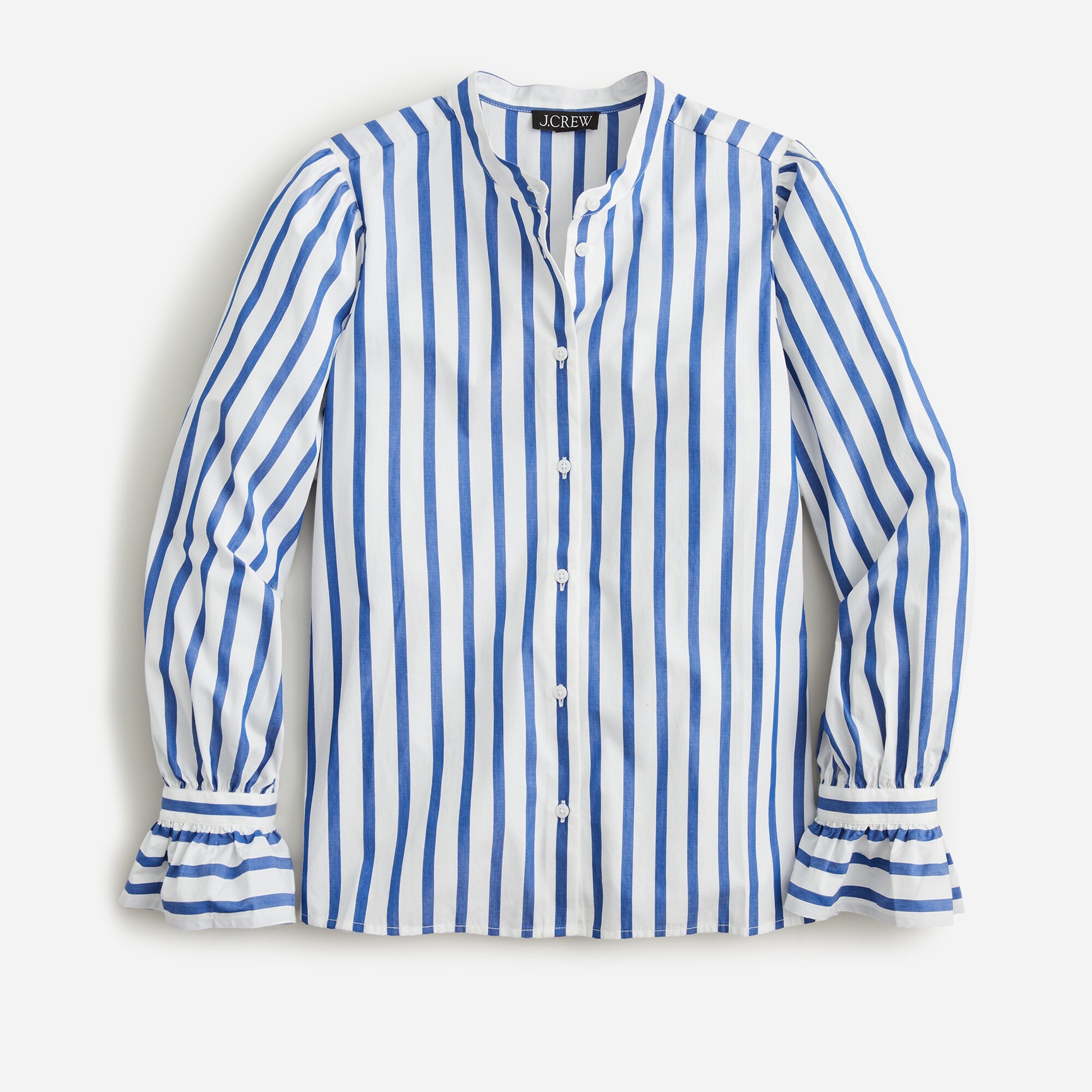Long-sleeve button-up with ruffle cuffs