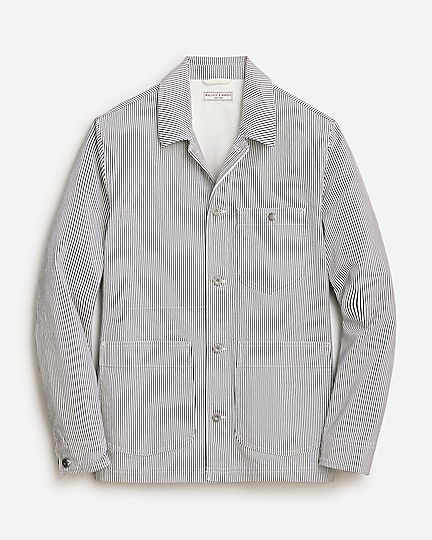 mens Wallace &amp; Barnes duck canvas chore jacket in hickory stripe